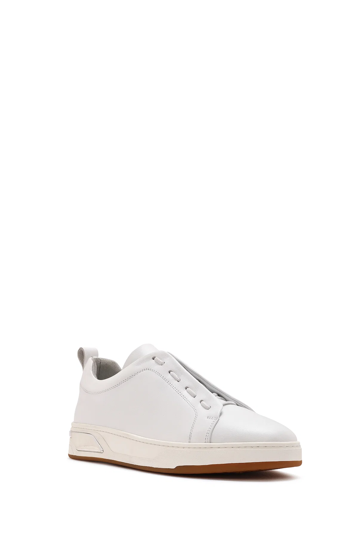 Erkek Beyaz Bağcıklı Deri Sneaker - Image 6