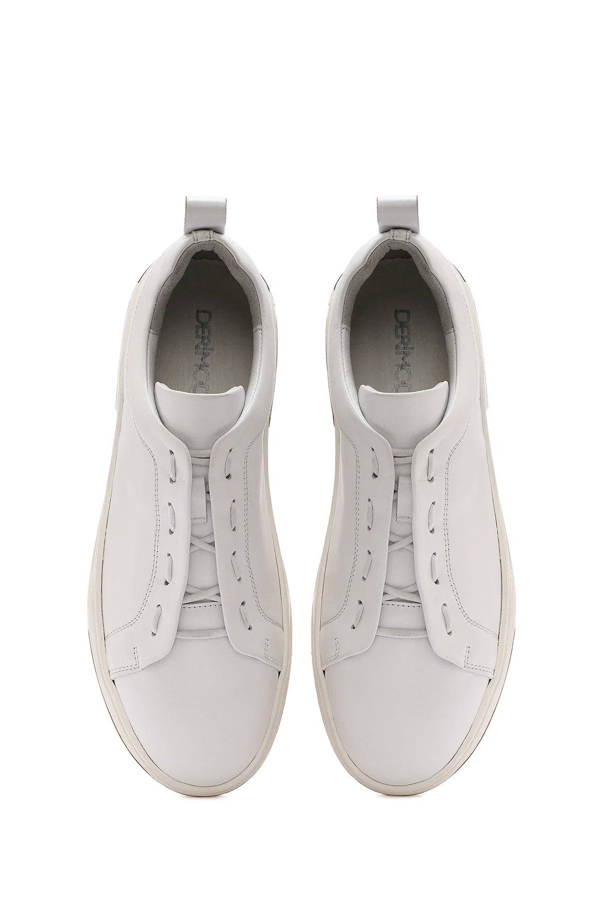 Erkek Beyaz Bağcıklı Deri Sneaker - Image 7