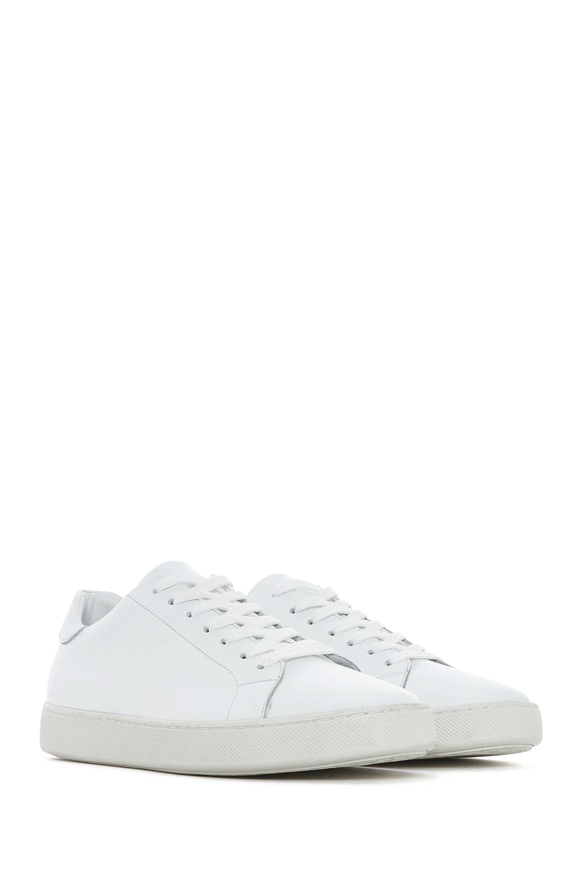 Erkek Beyaz Bağcıklı Deri Sneaker - Image 3