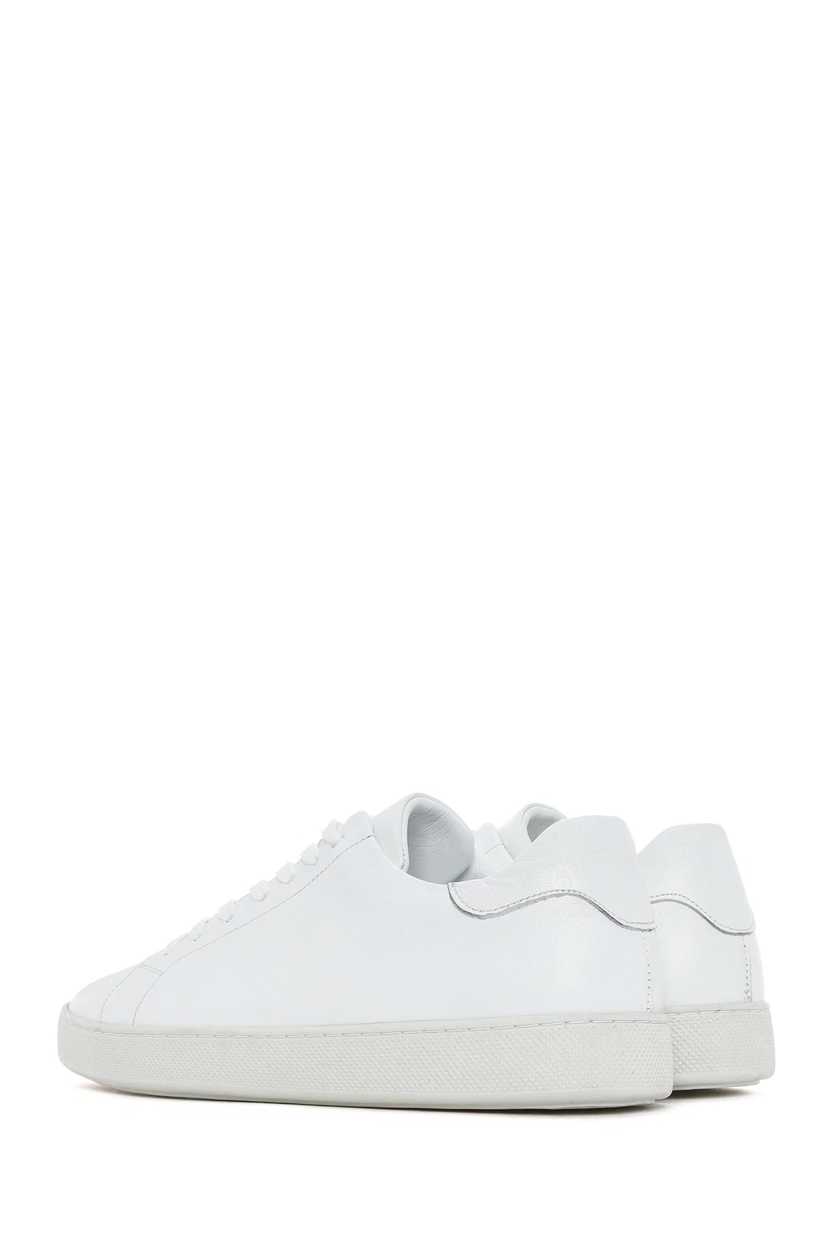 Erkek Beyaz Bağcıklı Deri Sneaker - Image 5
