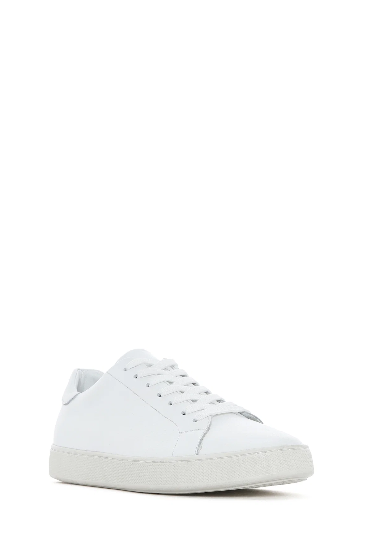 Erkek Beyaz Bağcıklı Deri Sneaker - Image 6