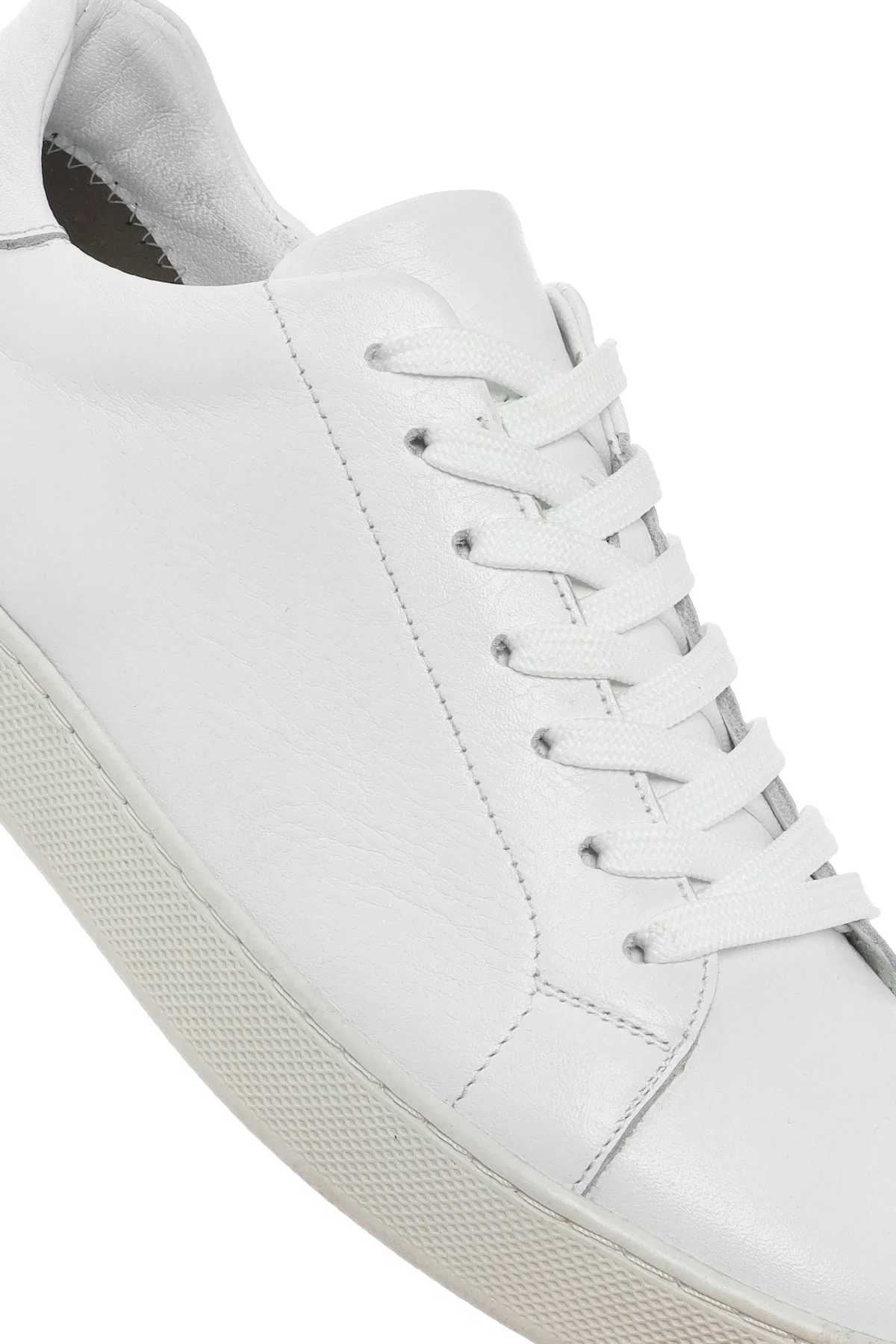 Erkek Beyaz Bağcıklı Deri Sneaker - Image 9