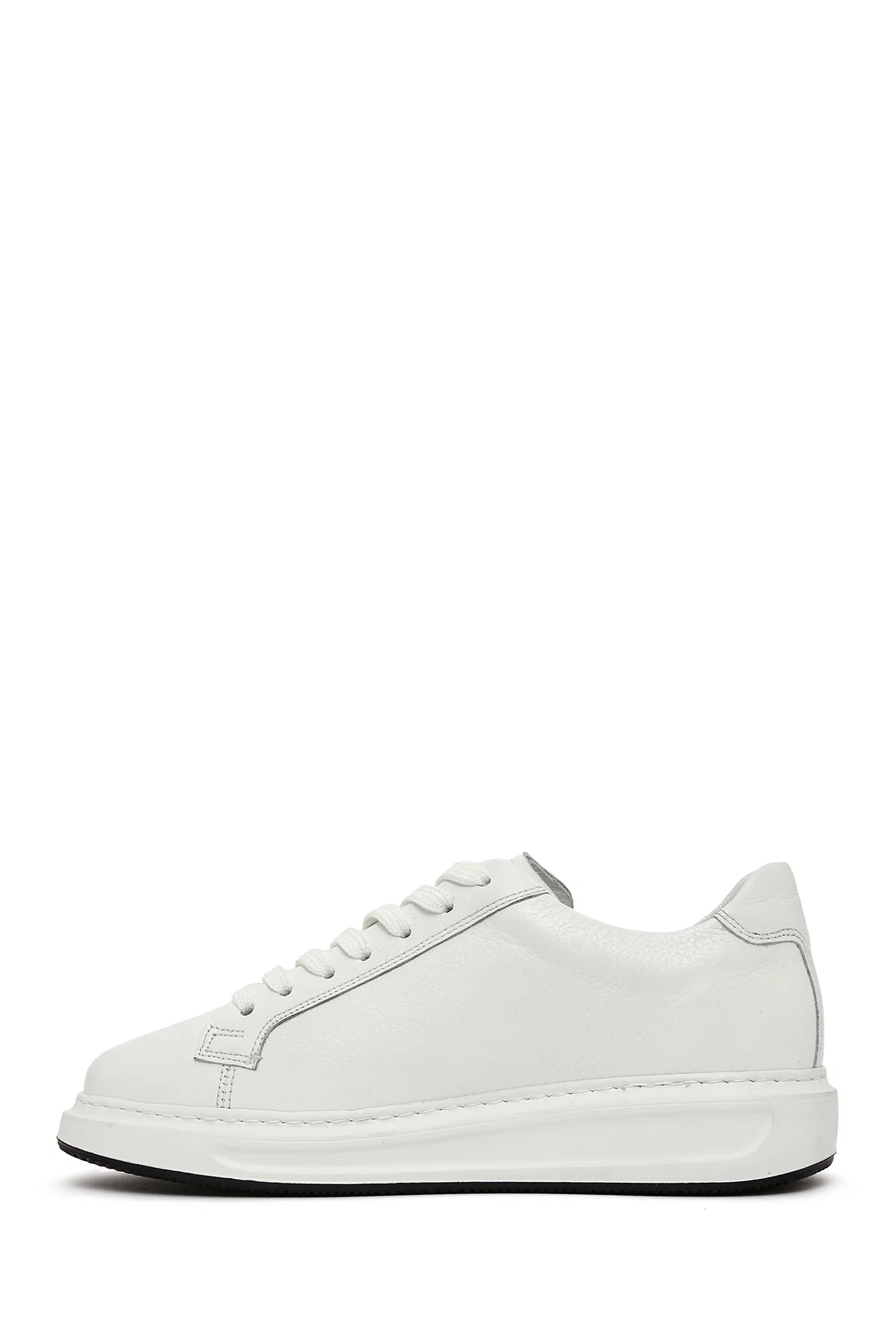 Erkek Beyaz Bağcıklı Deri Sneaker - Image 2