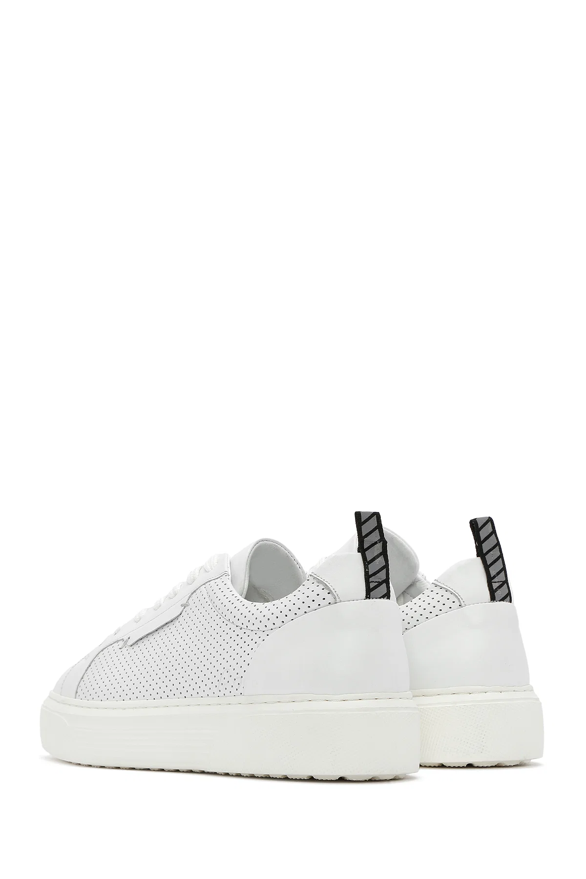 Erkek Beyaz Bağcıklı Deri Sneaker - Image 5