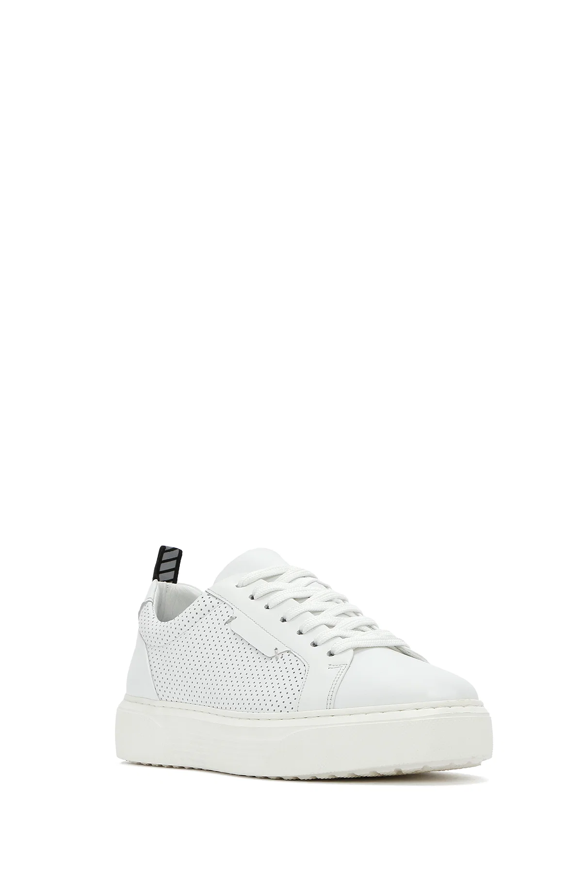 Erkek Beyaz Bağcıklı Deri Sneaker - Image 6