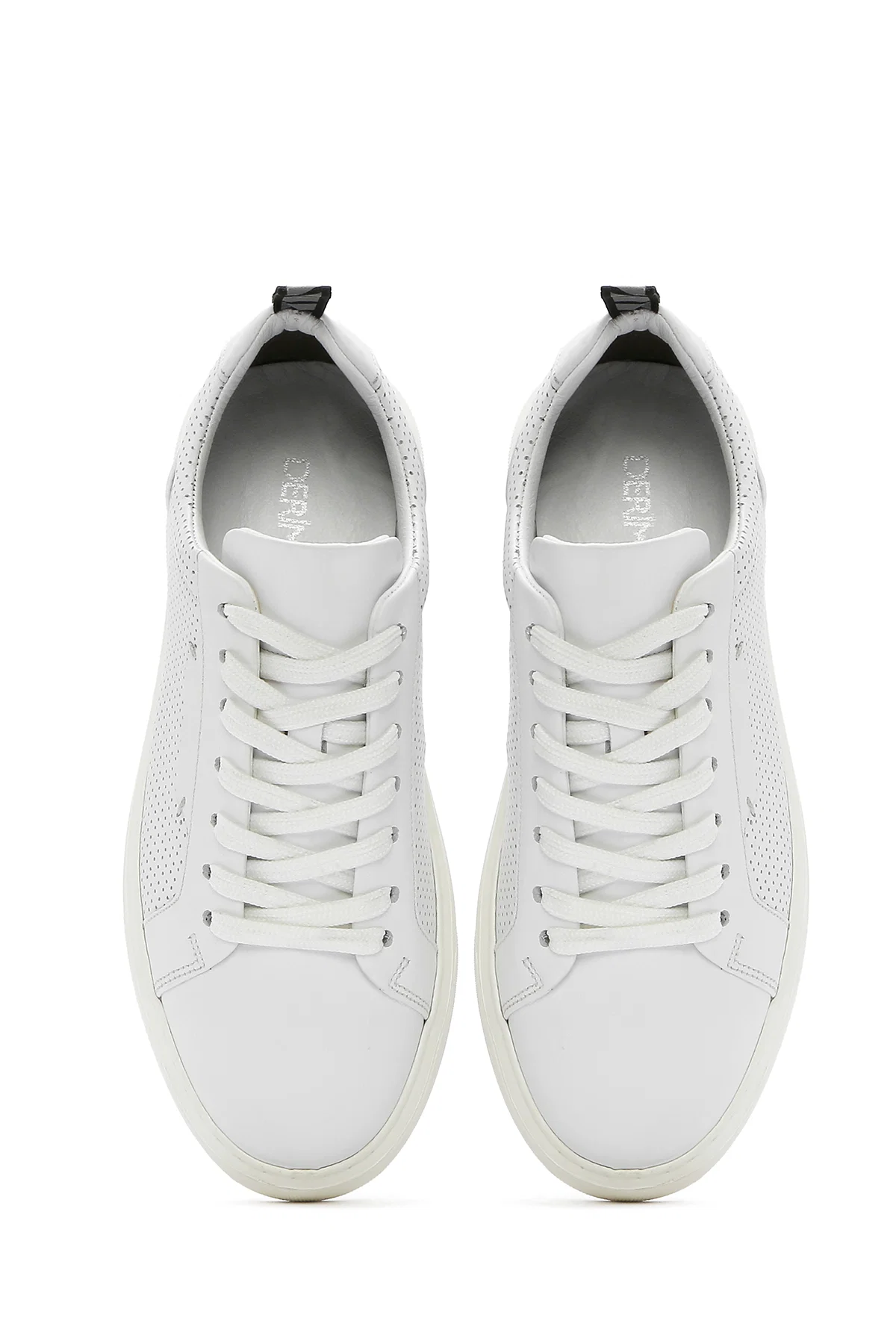 Erkek Beyaz Bağcıklı Deri Sneaker - Image 7