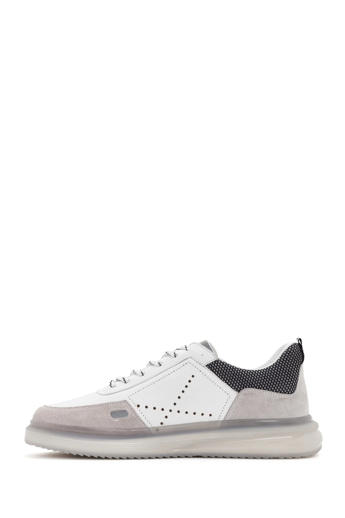 Erkek Beyaz Bağcıklı Deri Sneaker - Image 2