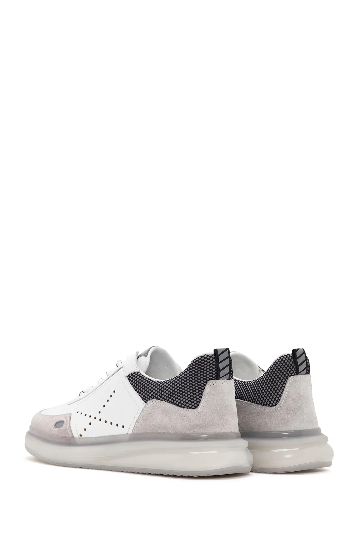 Erkek Beyaz Bağcıklı Deri Sneaker - Image 5