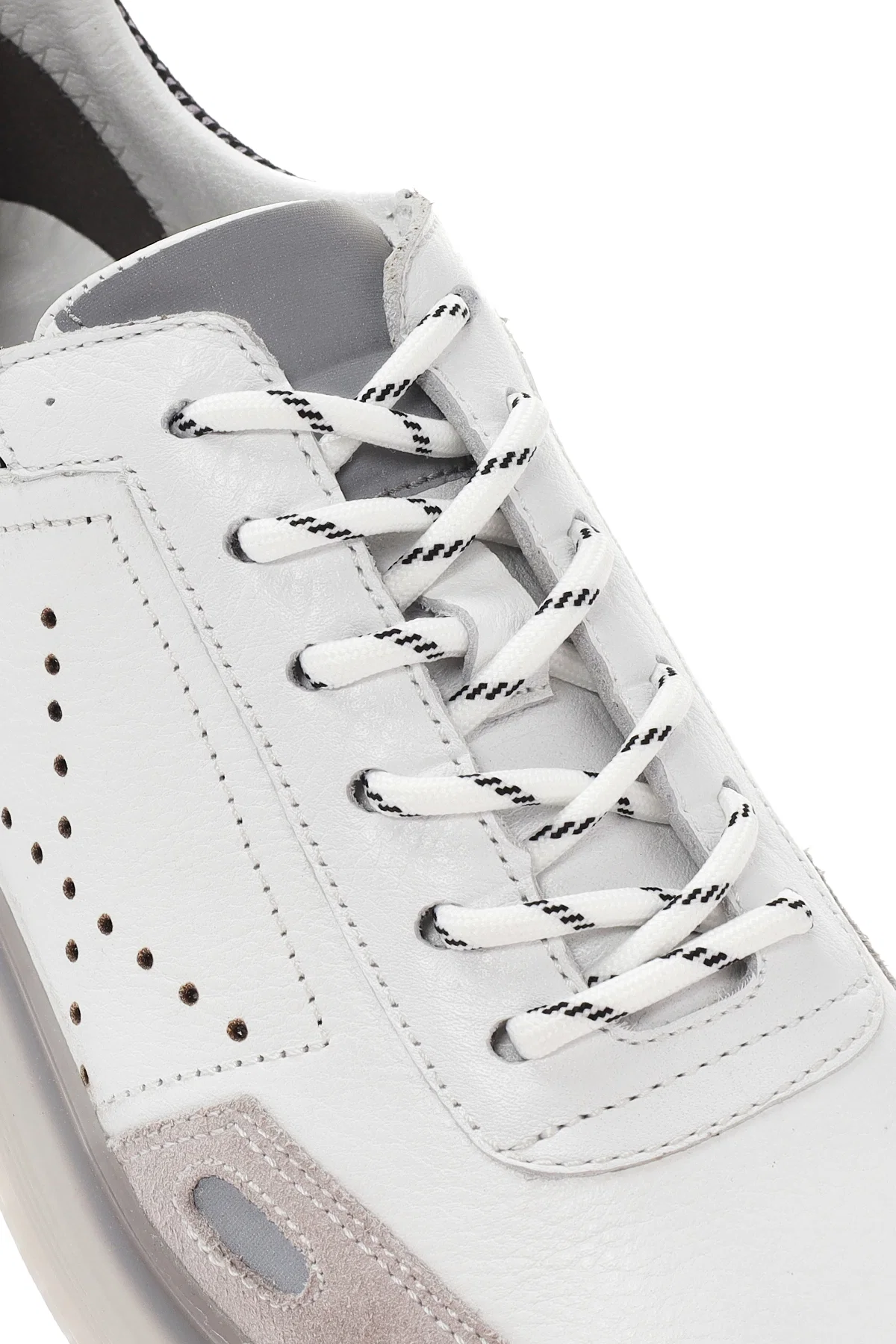 Erkek Beyaz Bağcıklı Deri Sneaker - Image 9