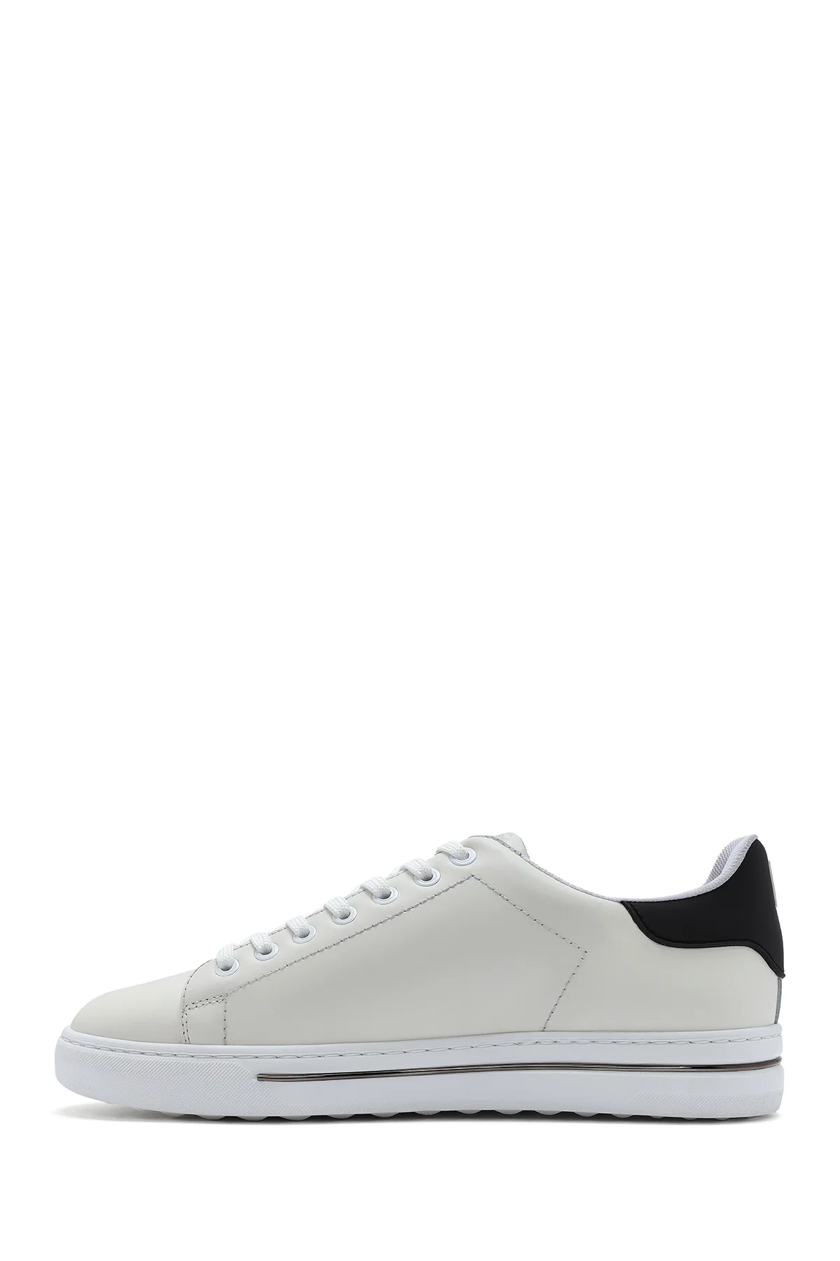 Erkek Beyaz Bağcıklı Deri Sneaker - Image 2