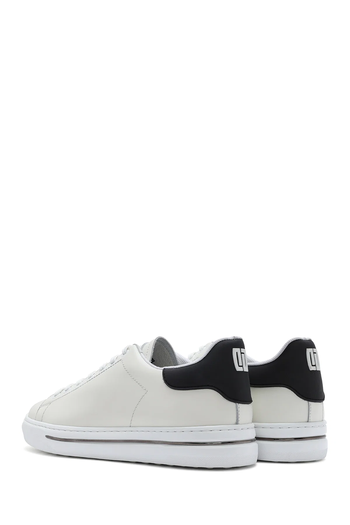Erkek Beyaz Bağcıklı Deri Sneaker - Image 5