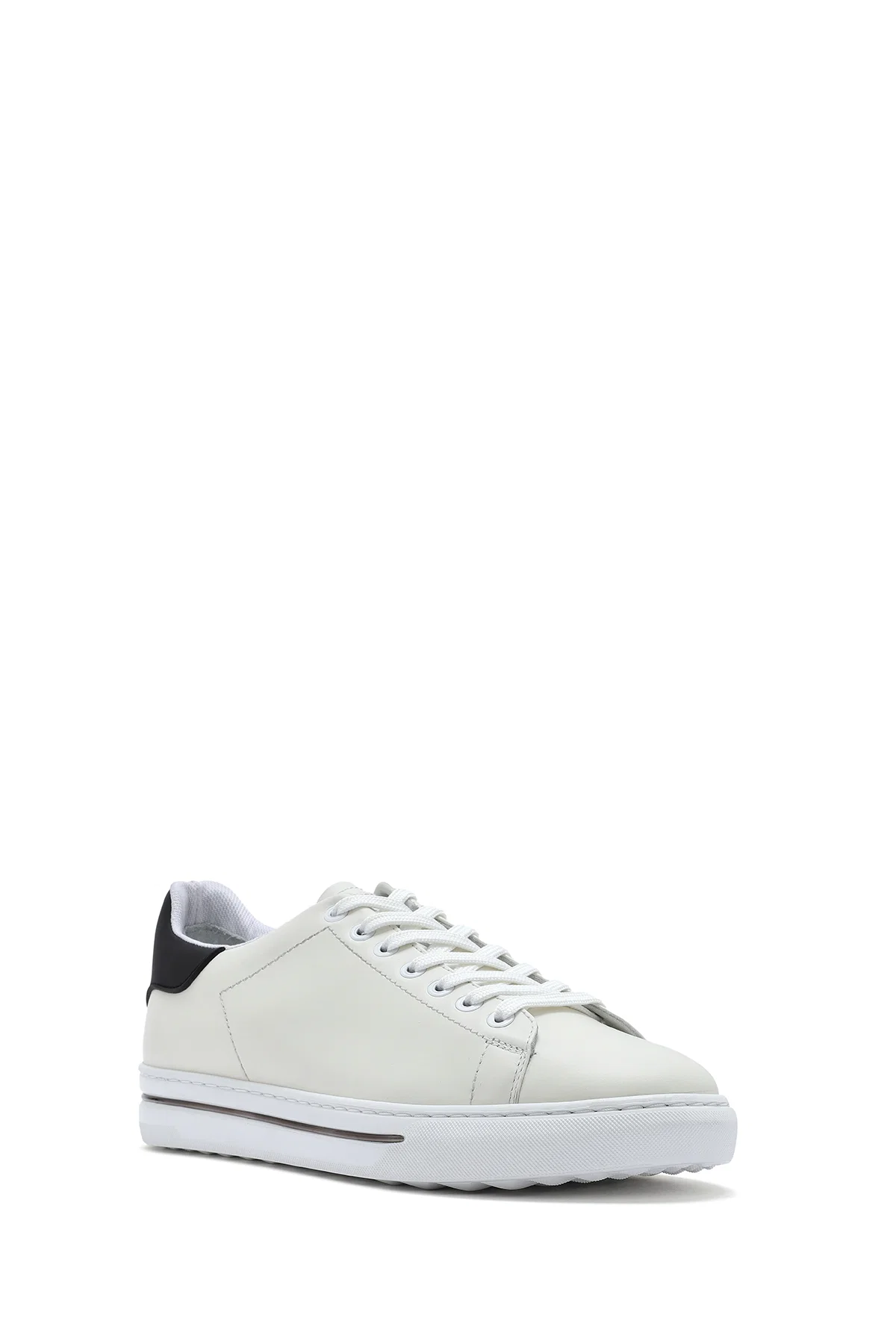 Erkek Beyaz Bağcıklı Deri Sneaker - Image 6