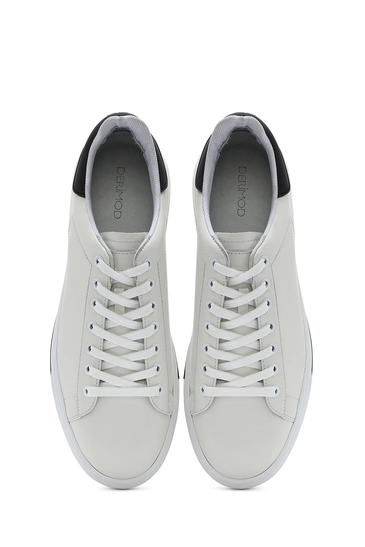 Erkek Beyaz Bağcıklı Deri Sneaker - Image 7