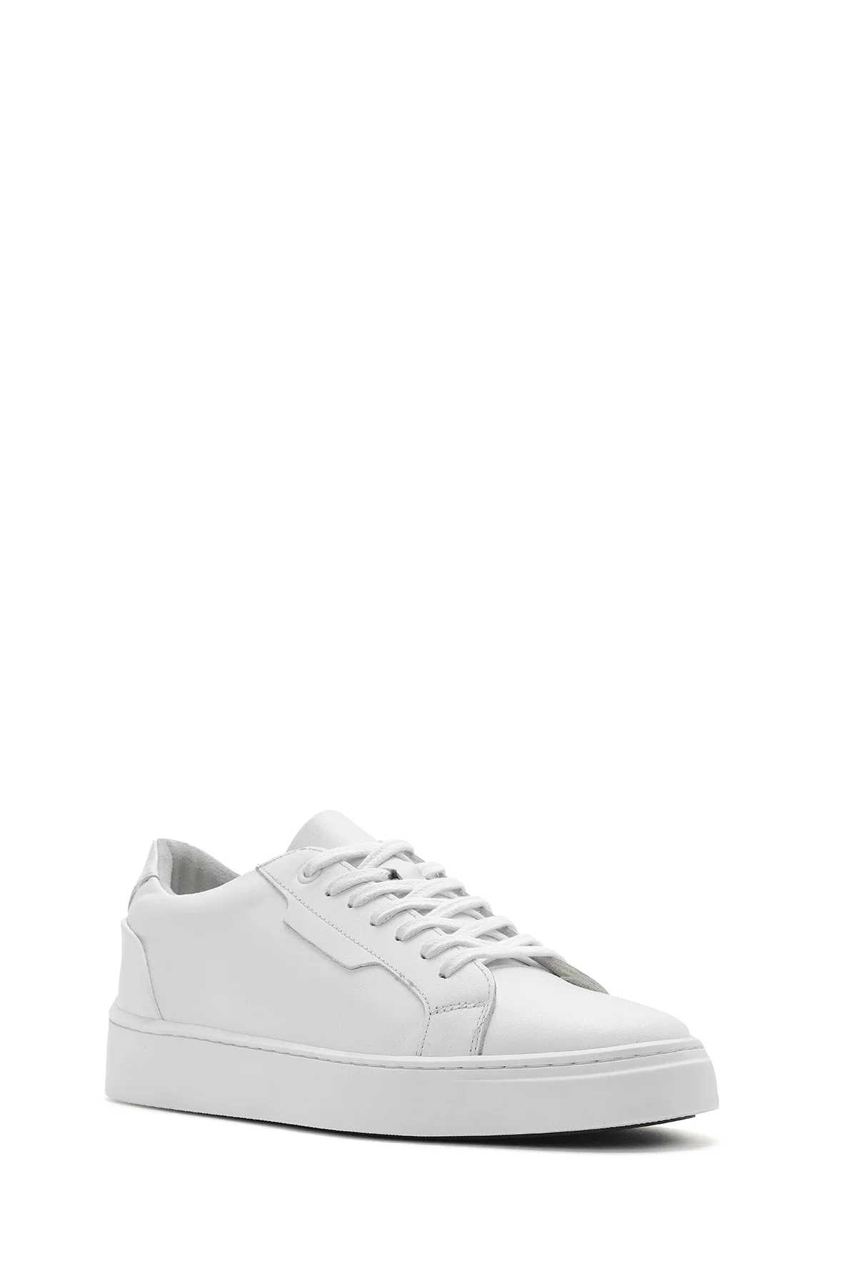 Erkek Beyaz Bağcıklı Deri Sneaker - Image 6