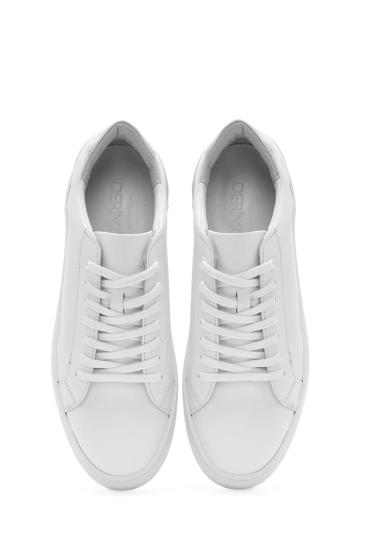 Erkek Beyaz Bağcıklı Deri Sneaker - Image 7