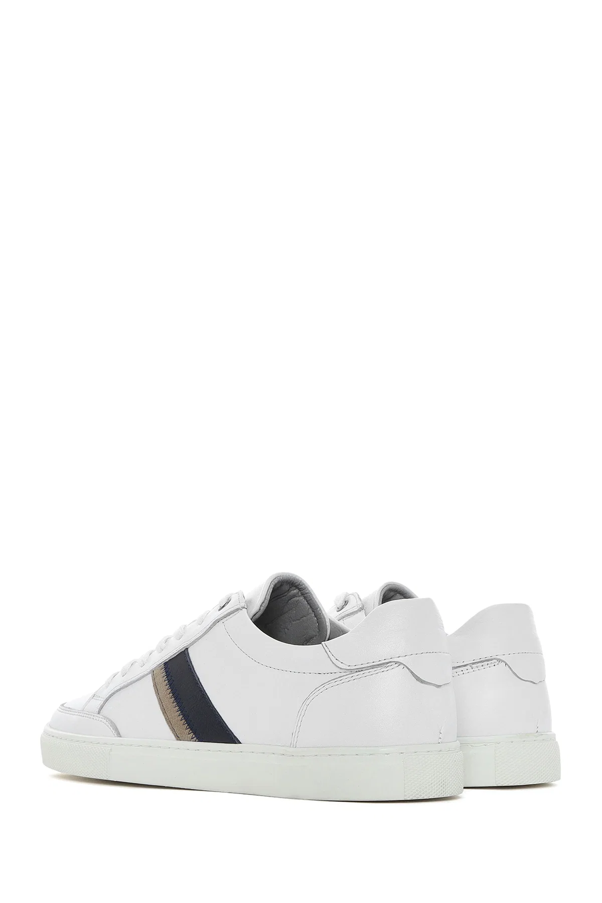 Erkek Beyaz Bağcıklı Deri Sneaker - Image 5