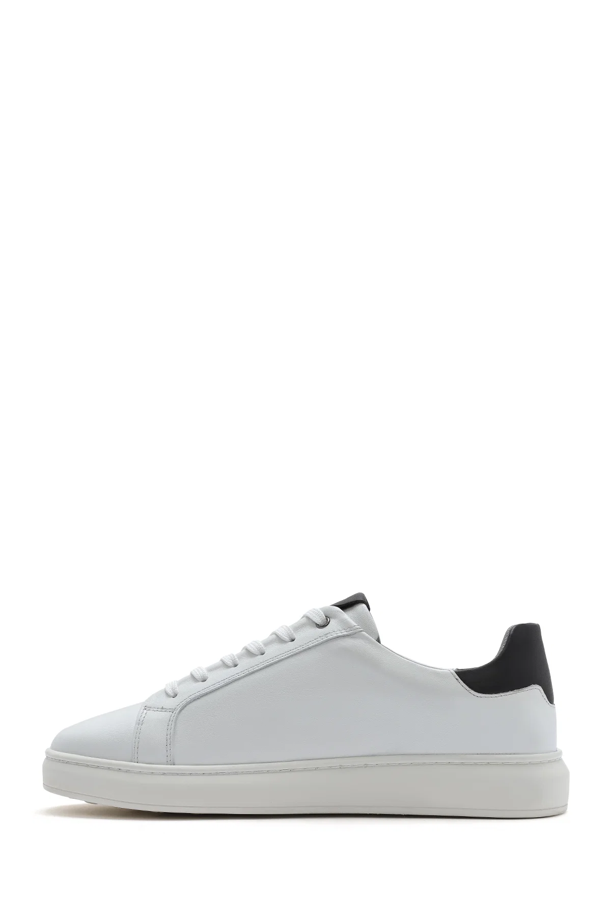 Erkek Beyaz Bağcıklı Deri Sneaker - Image 2