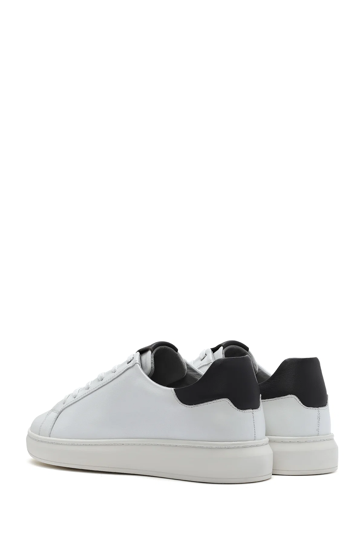 Erkek Beyaz Bağcıklı Deri Sneaker - Image 5