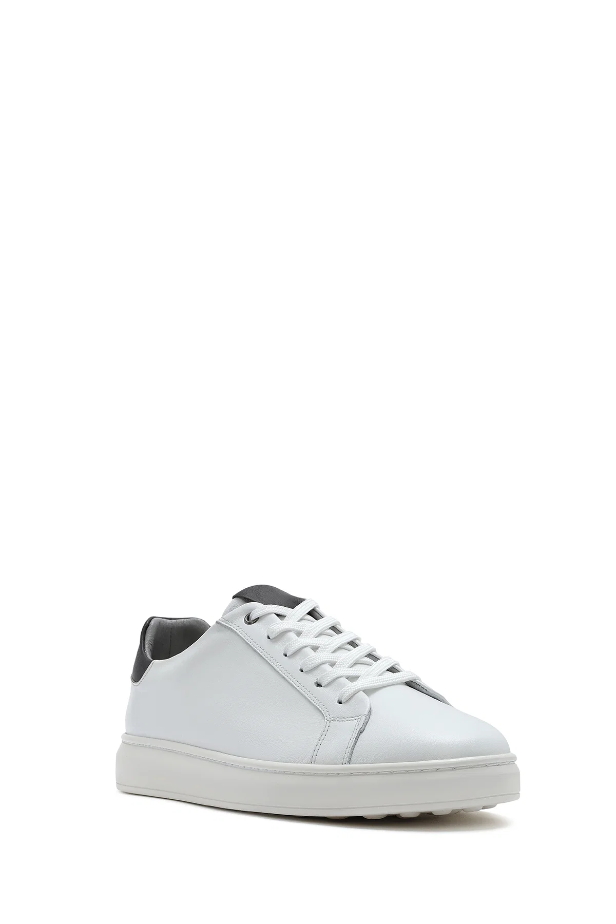 Erkek Beyaz Bağcıklı Deri Sneaker - Image 6