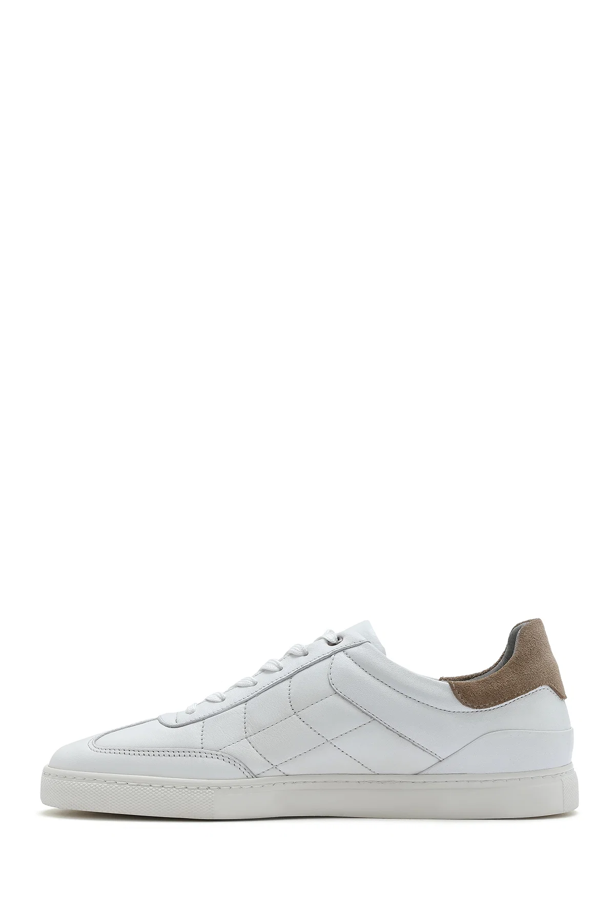 Erkek Beyaz Bağcıklı Deri Sneaker - Image 2