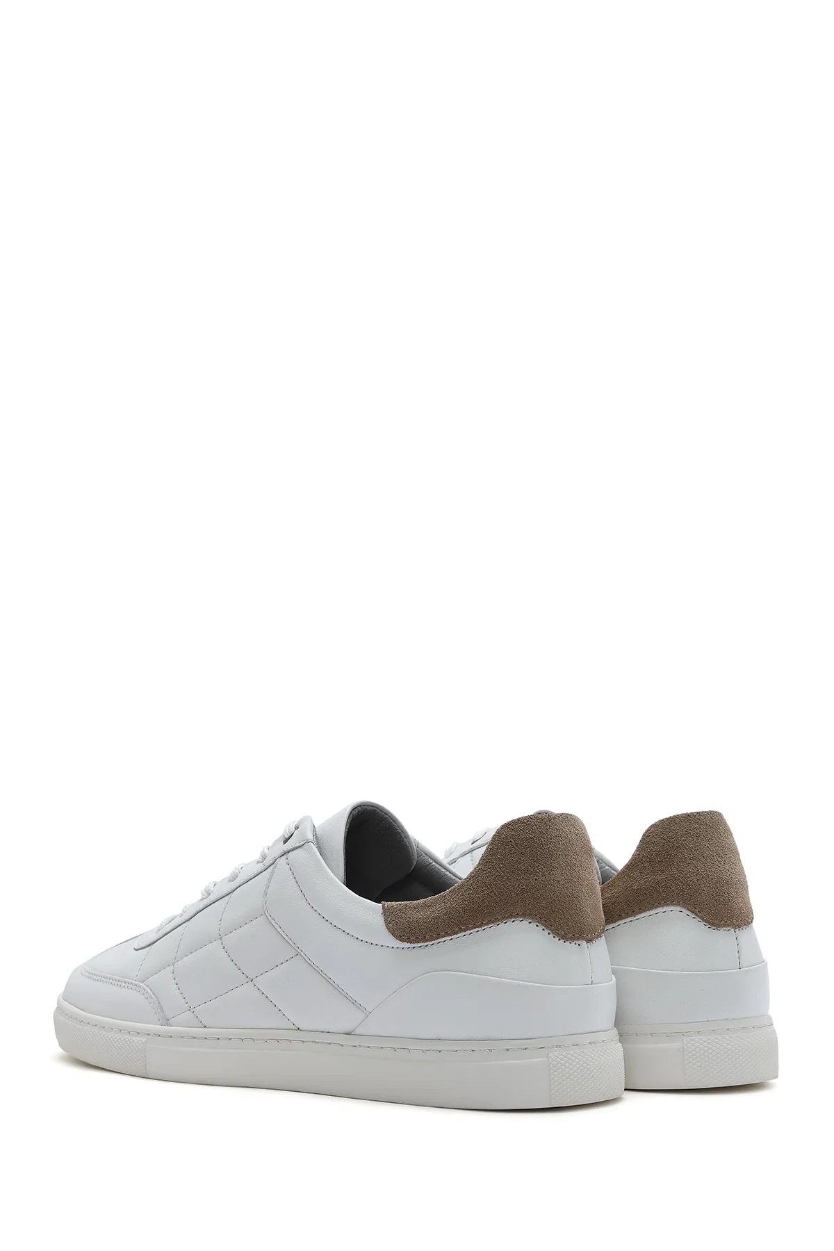 Erkek Beyaz Bağcıklı Deri Sneaker - Image 5