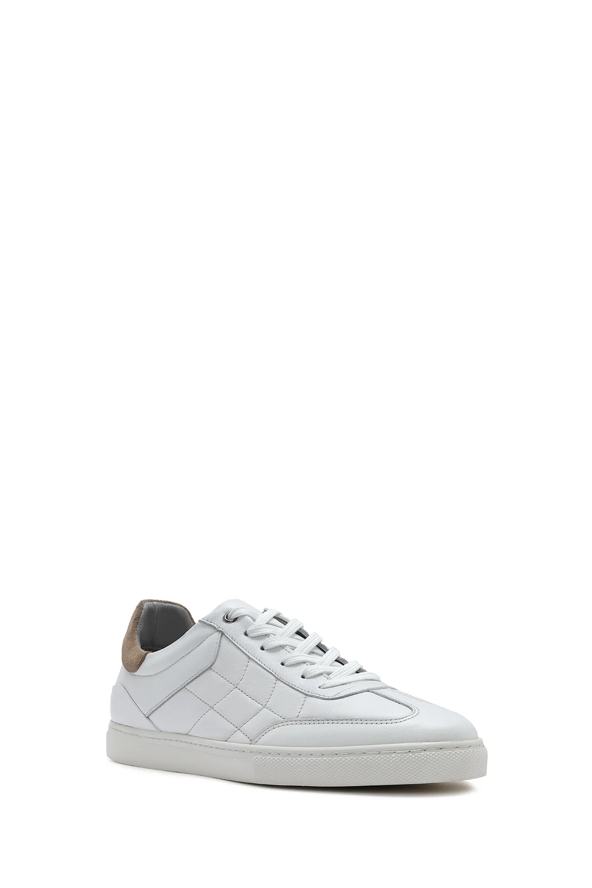 Erkek Beyaz Bağcıklı Deri Sneaker - Image 6