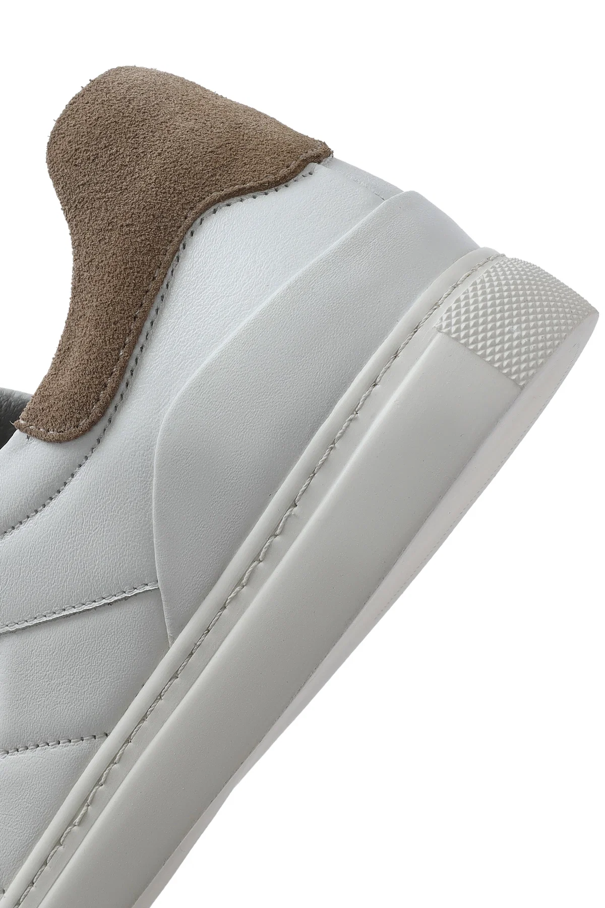 Erkek Beyaz Bağcıklı Deri Sneaker - Image 8