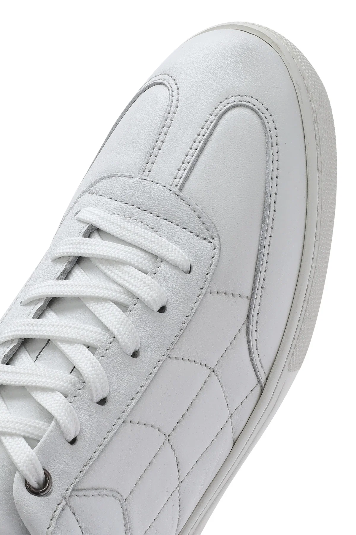 Erkek Beyaz Bağcıklı Deri Sneaker - Image 9