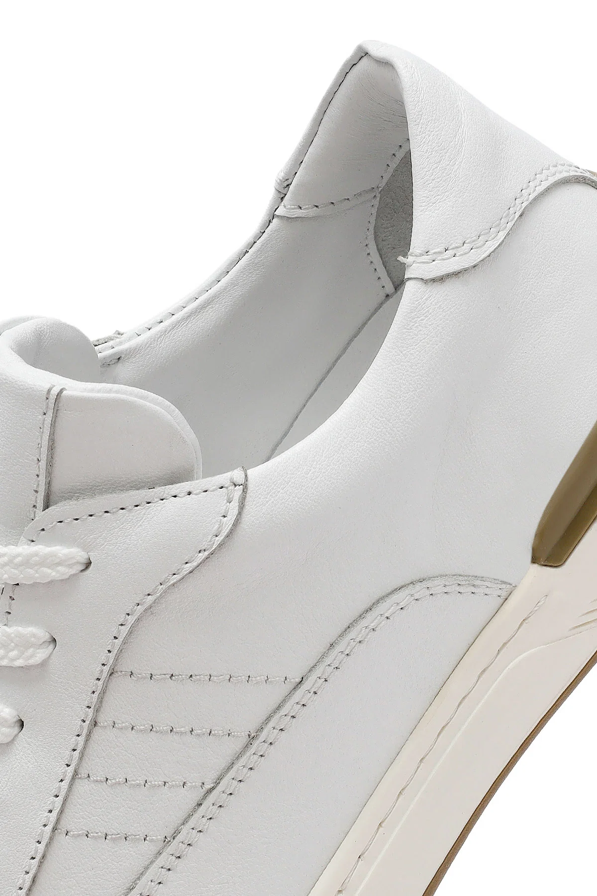 Erkek Beyaz Bağcıklı Deri Sneaker - Image 10