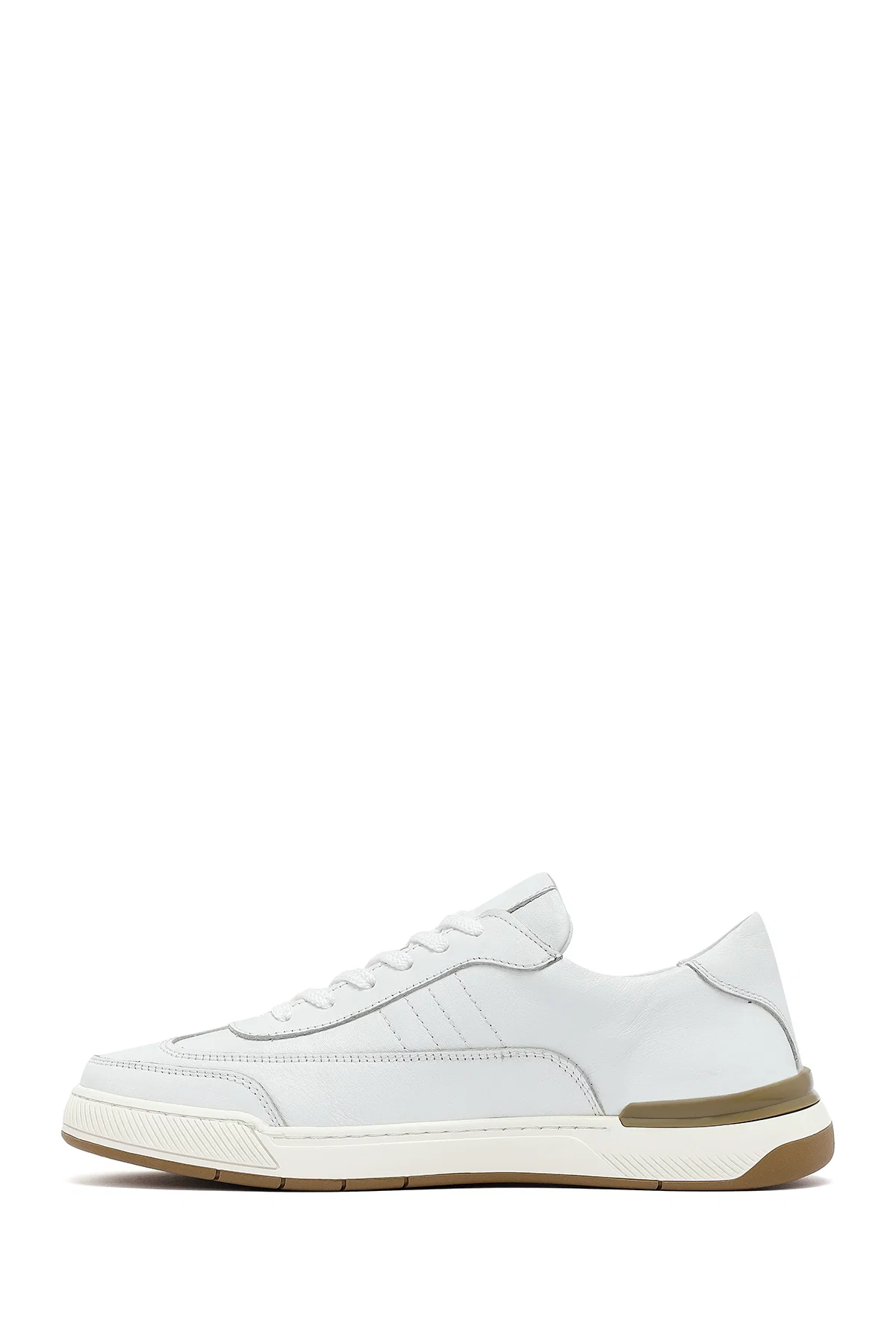 Erkek Beyaz Bağcıklı Deri Sneaker - Image 2