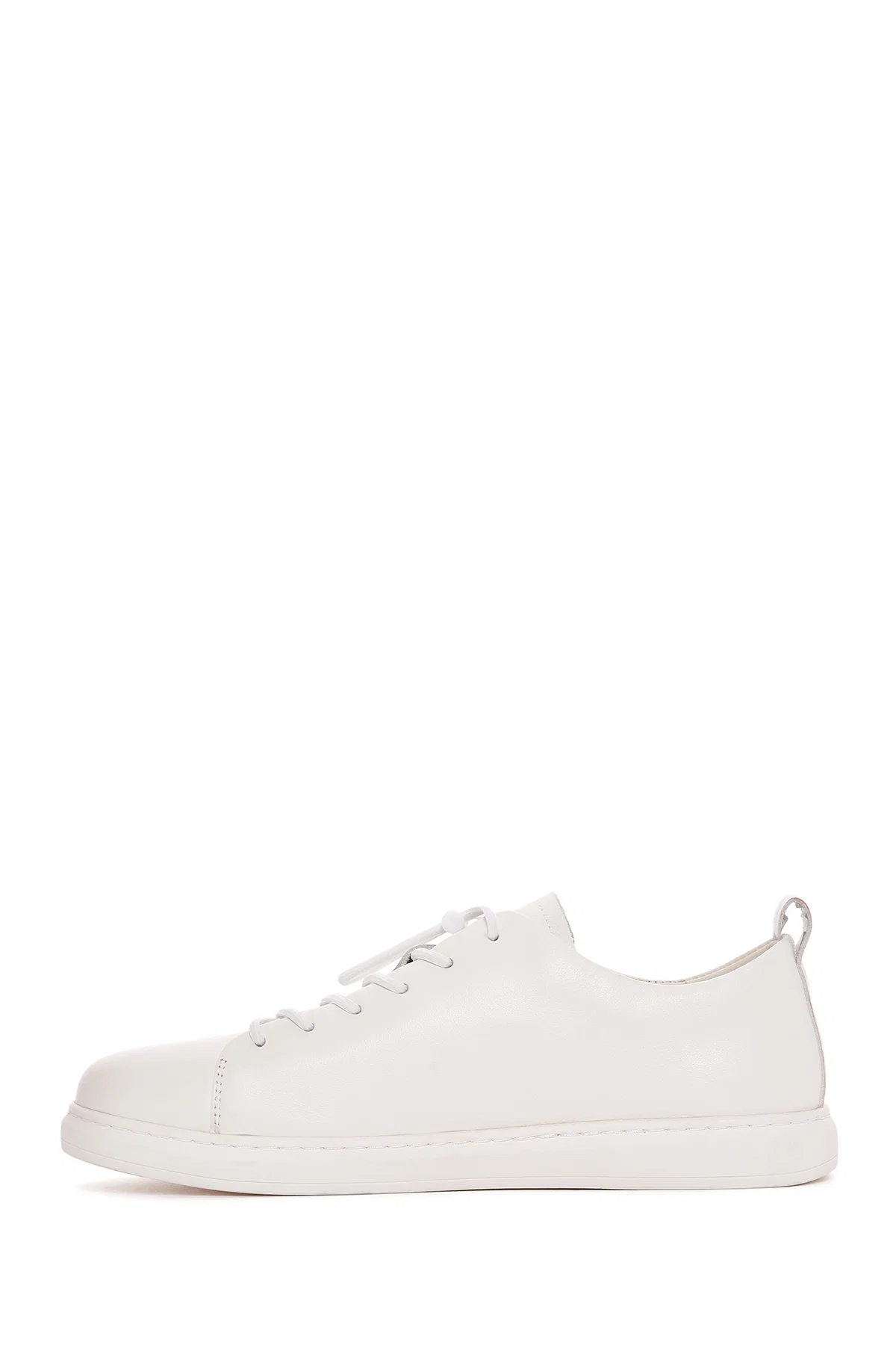Erkek Beyaz Bağcıklı Deri Sneaker - Image 2