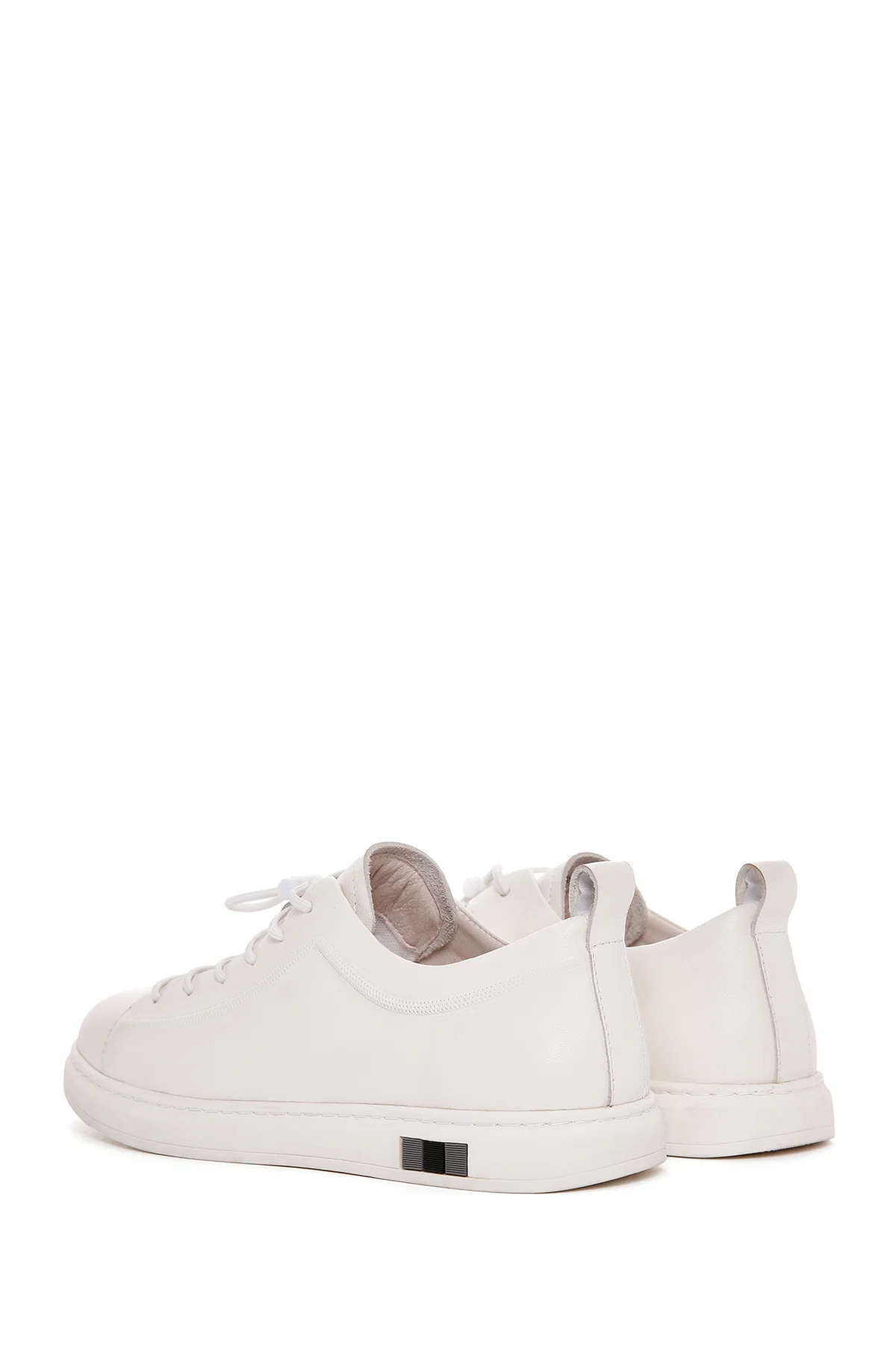Erkek Beyaz Bağcıklı Deri Sneaker - Image 5