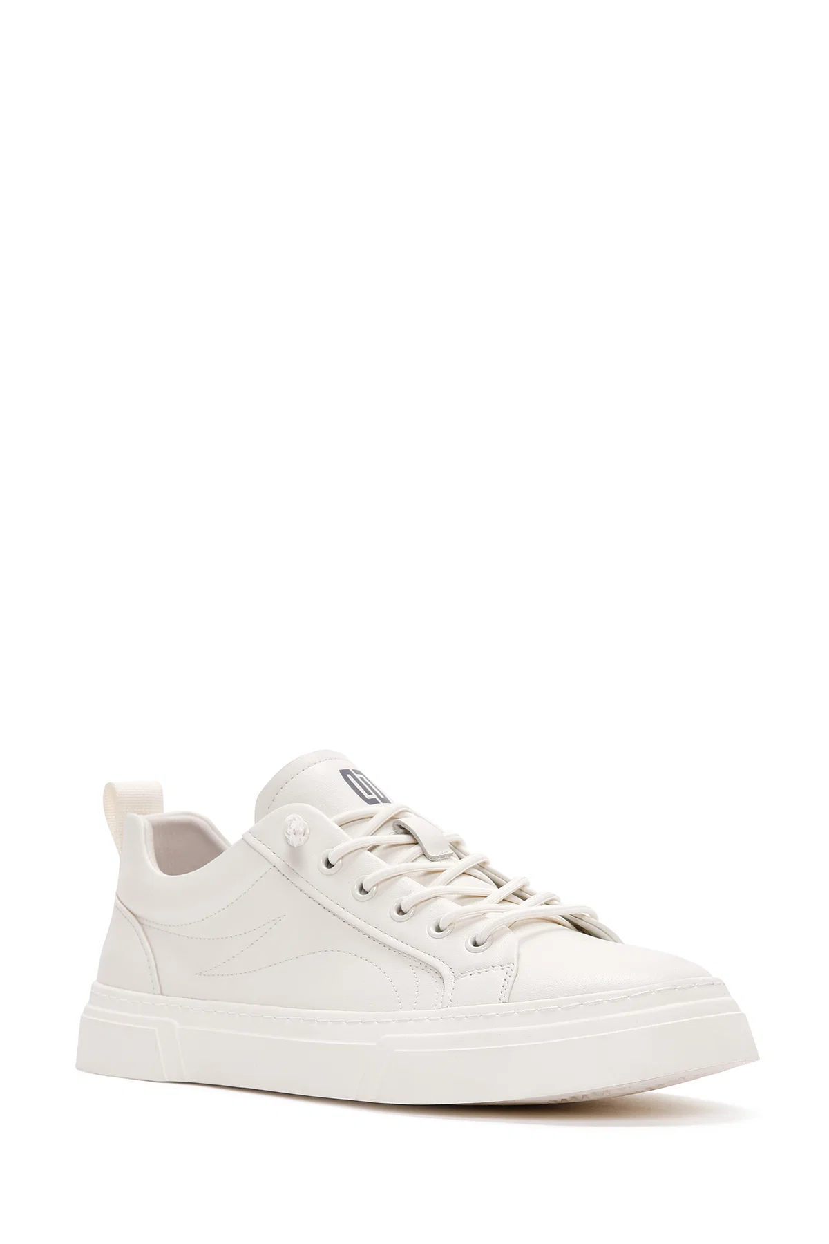 Erkek Beyaz Bağcıklı Deri Sneaker - Image 6