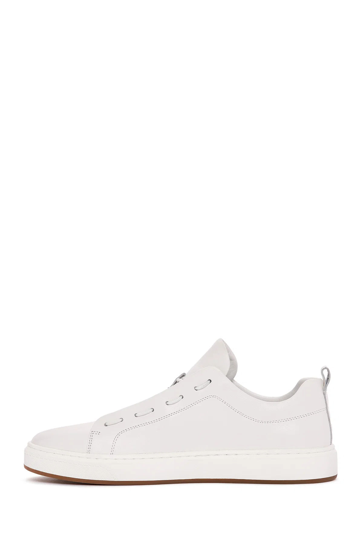 Erkek Beyaz Bağcıklı Deri Sneaker - Image 2