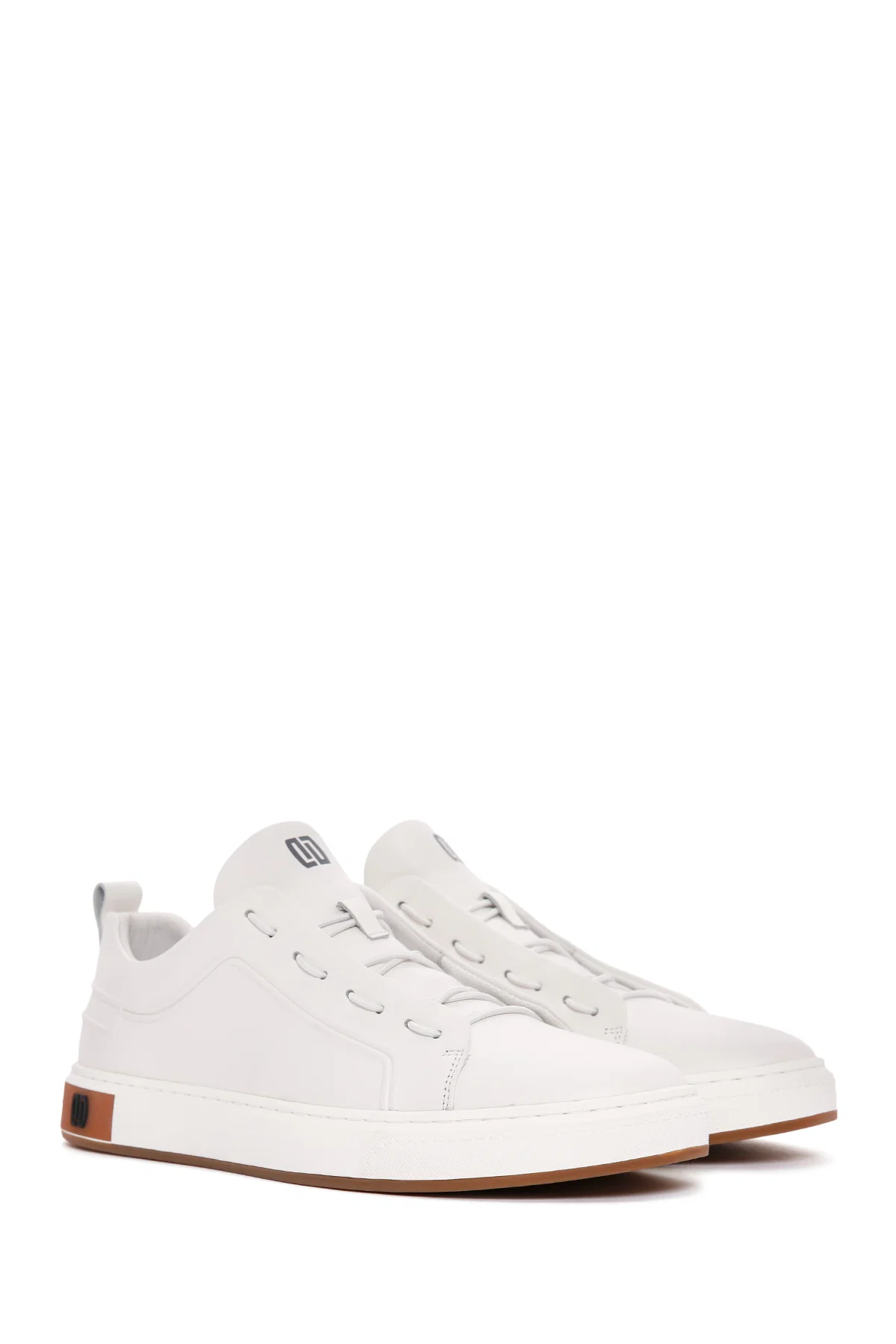 Erkek Beyaz Bağcıklı Deri Sneaker - Image 3