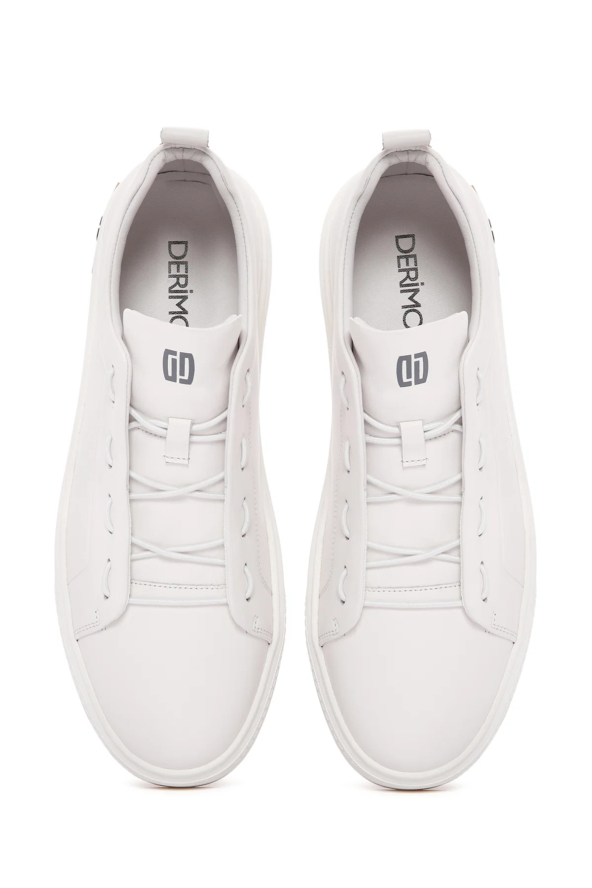 Erkek Beyaz Bağcıklı Deri Sneaker - Image 7