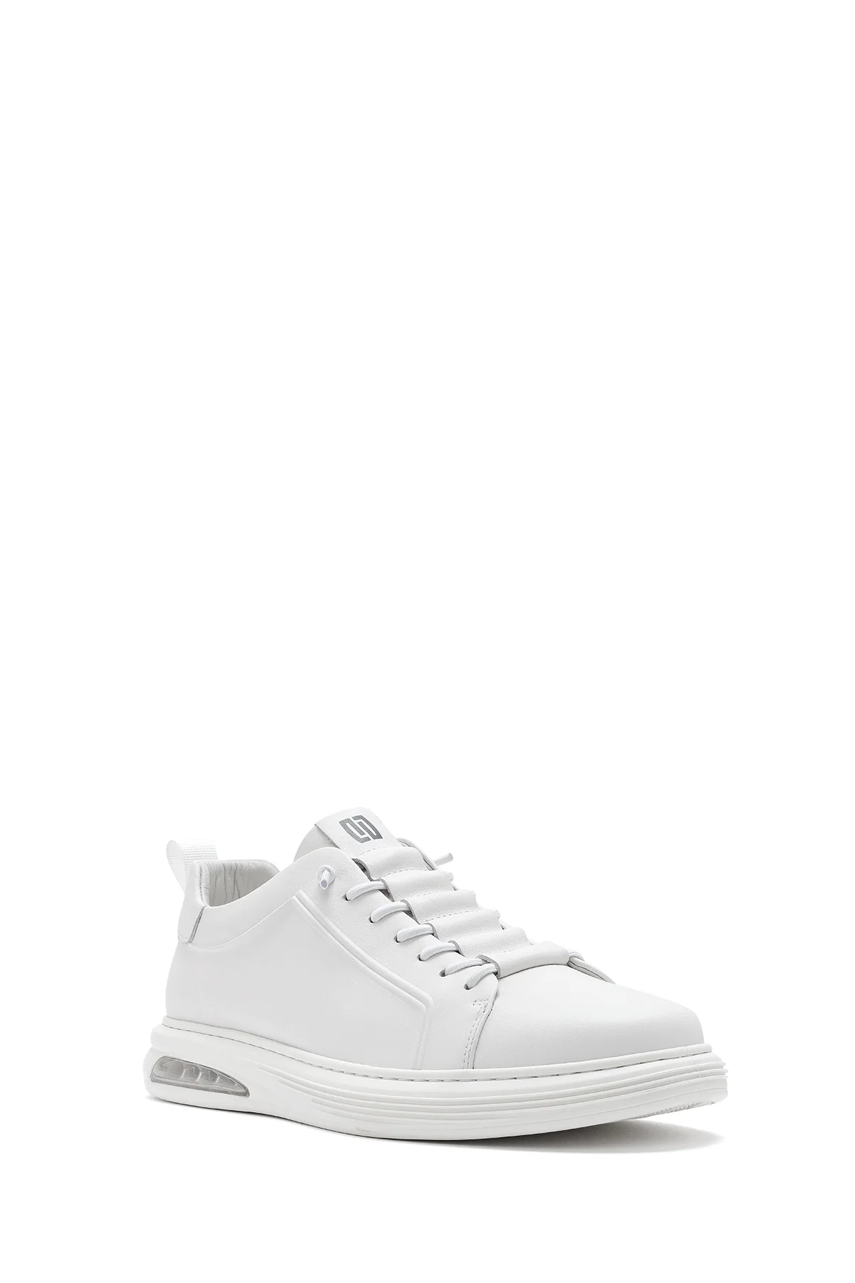 Erkek Beyaz Bağcıklı Deri Sneaker - Image 6
