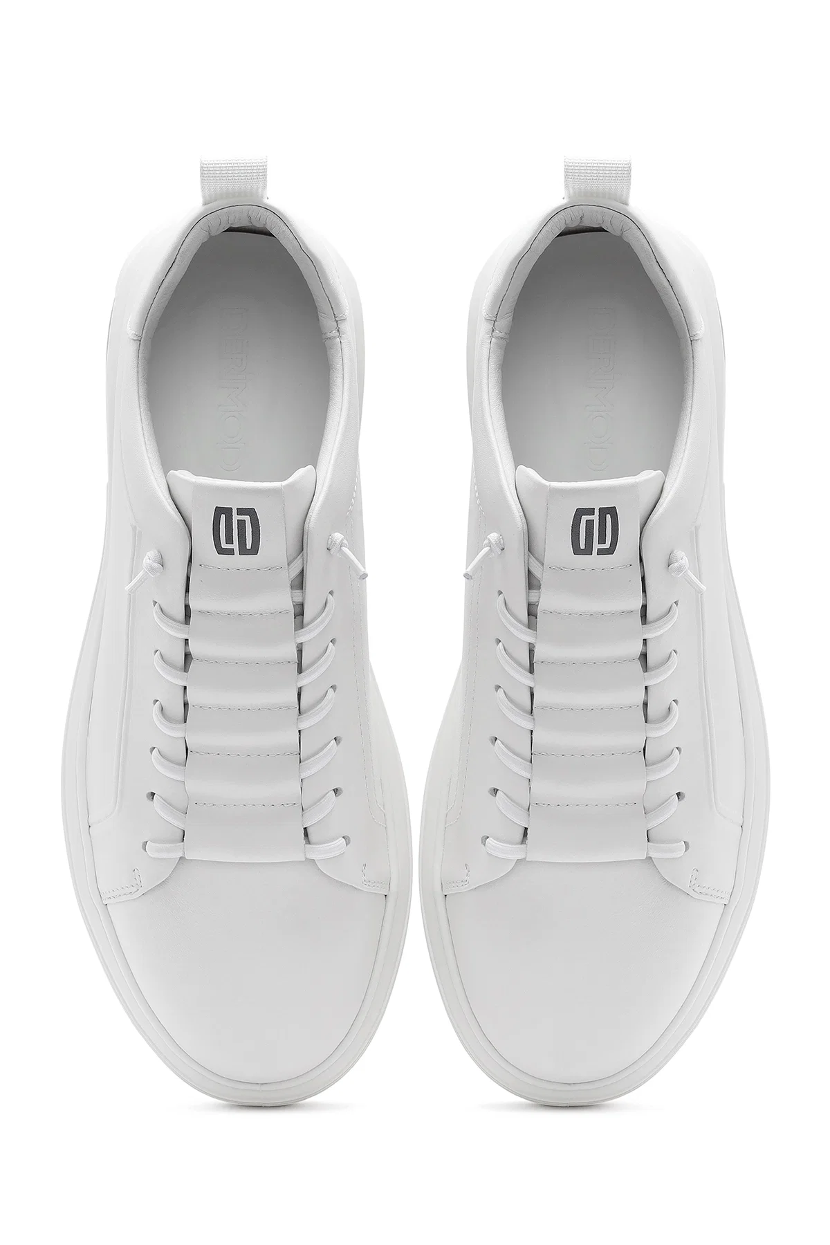 Erkek Beyaz Bağcıklı Deri Sneaker - Image 7