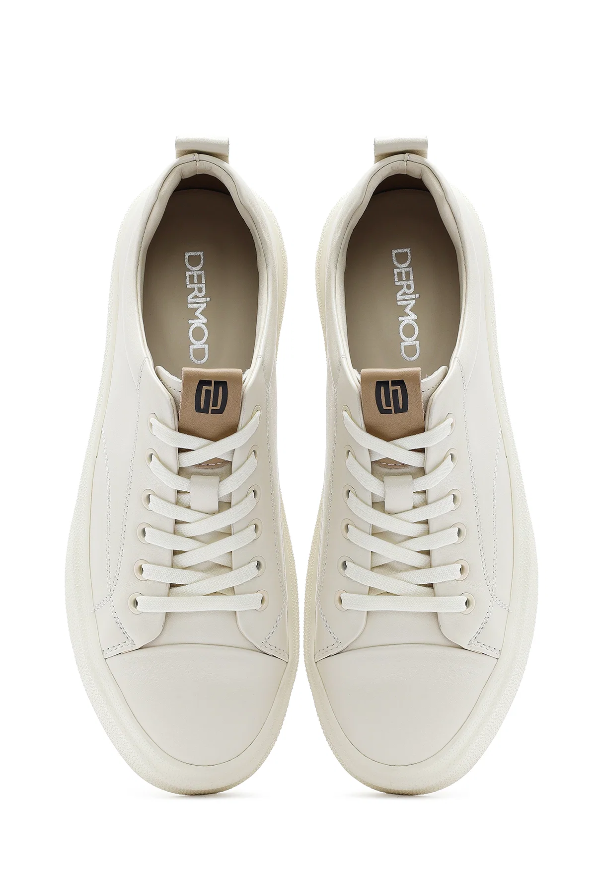 Erkek Beyaz Bağcıklı Deri Sneaker - Image 7