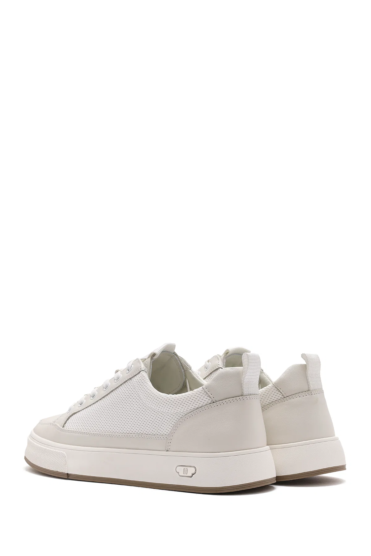 Erkek Beyaz Bağcıklı Deri Sneaker - Image 5