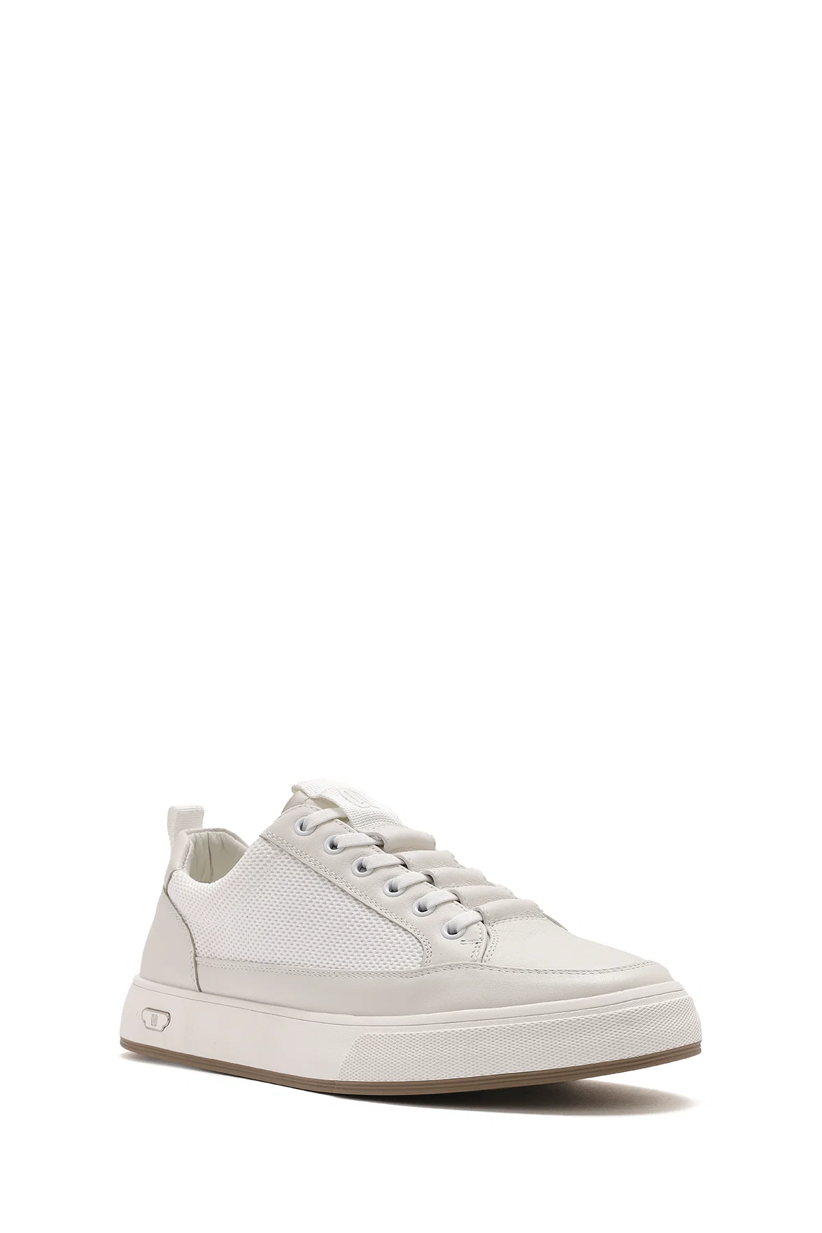 Erkek Beyaz Bağcıklı Deri Sneaker - Image 6