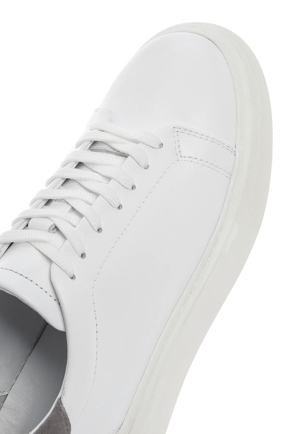 Erkek Beyaz Bağcıklı Deri Sneaker - Image 10