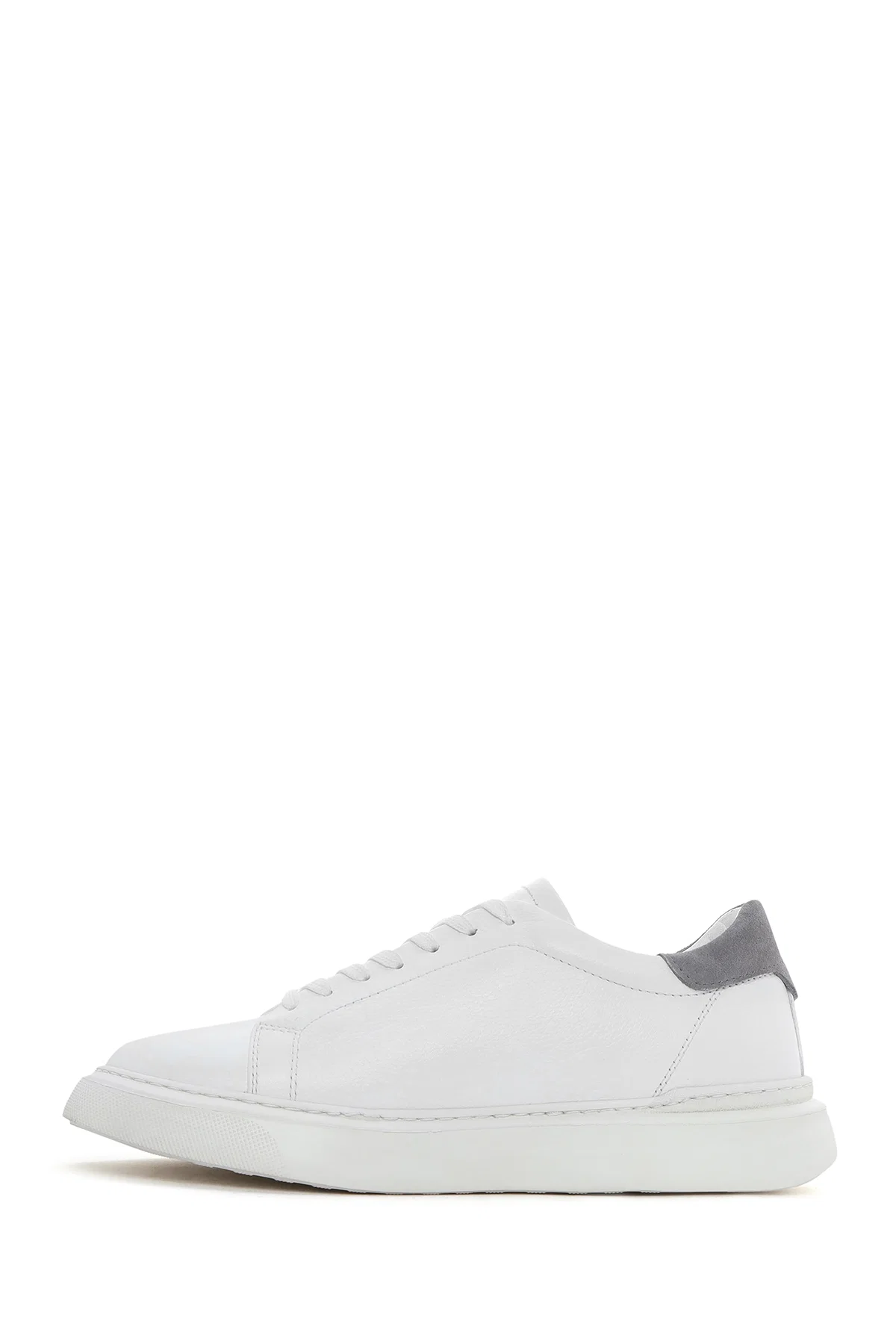 Erkek Beyaz Bağcıklı Deri Sneaker - Image 2