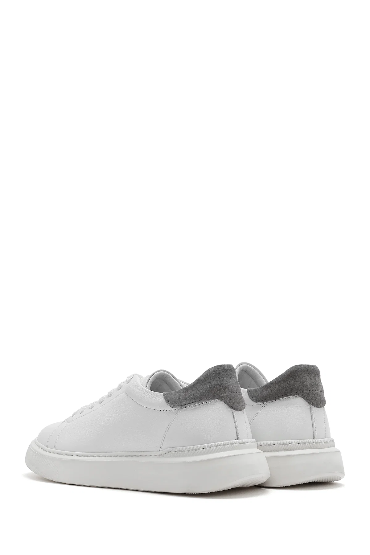 Erkek Beyaz Bağcıklı Deri Sneaker - Image 5