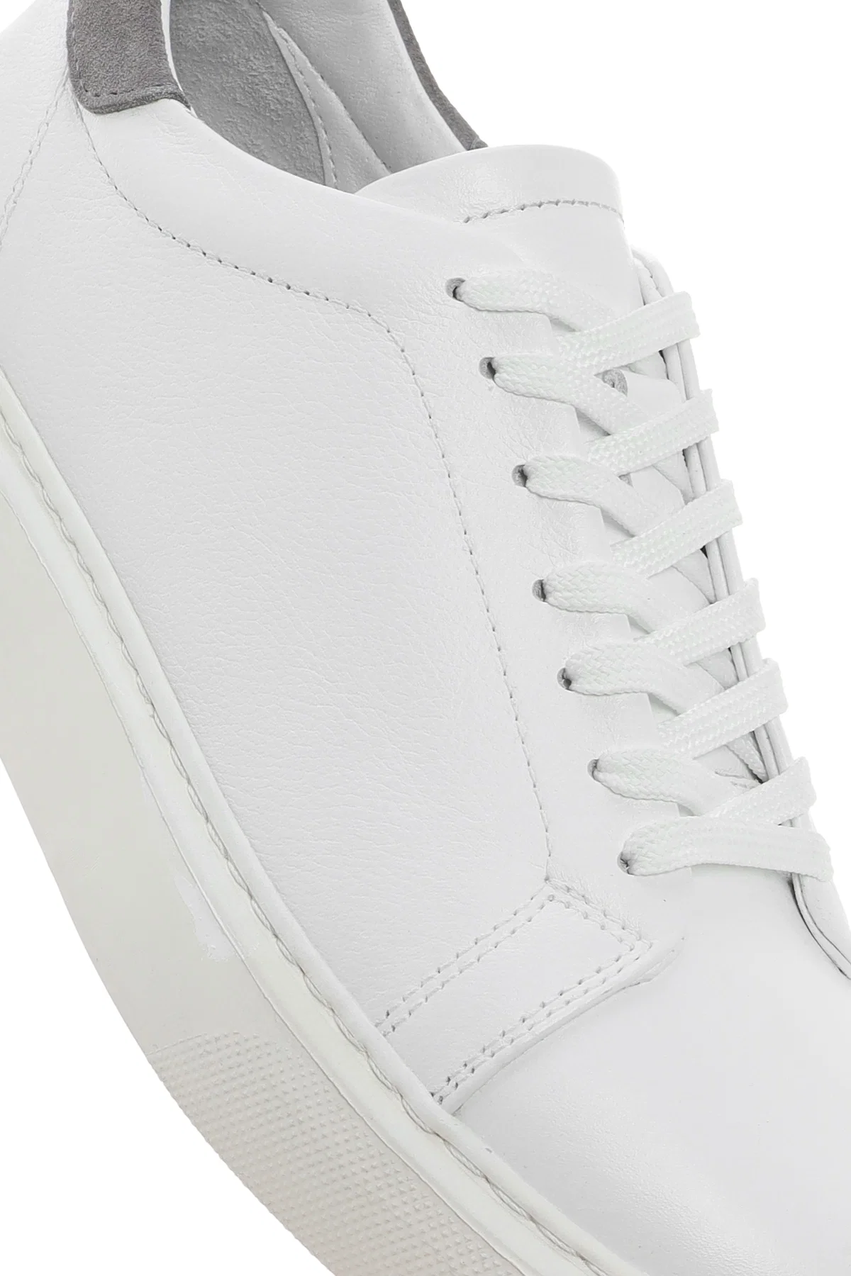 Erkek Beyaz Bağcıklı Deri Sneaker - Image 9