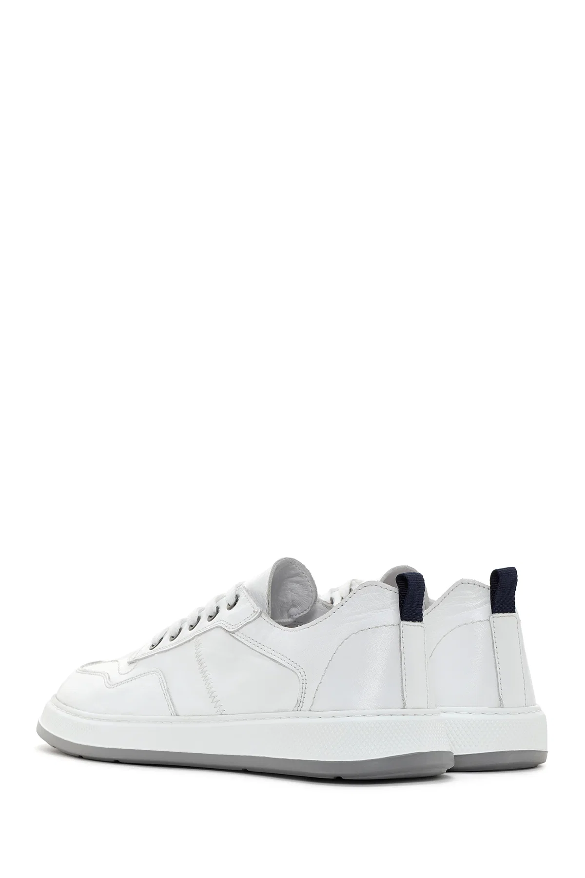 Erkek Beyaz Bağcıklı Deri Sneaker - Image 5
