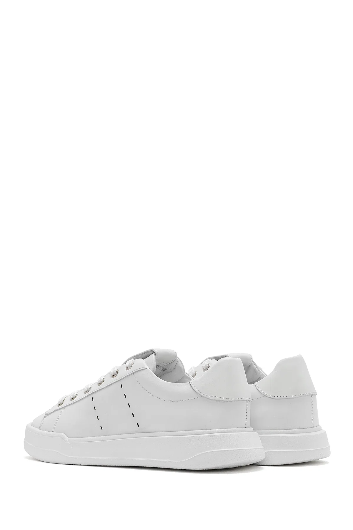Erkek Beyaz Bağcıklı Deri Sneaker - Image 5
