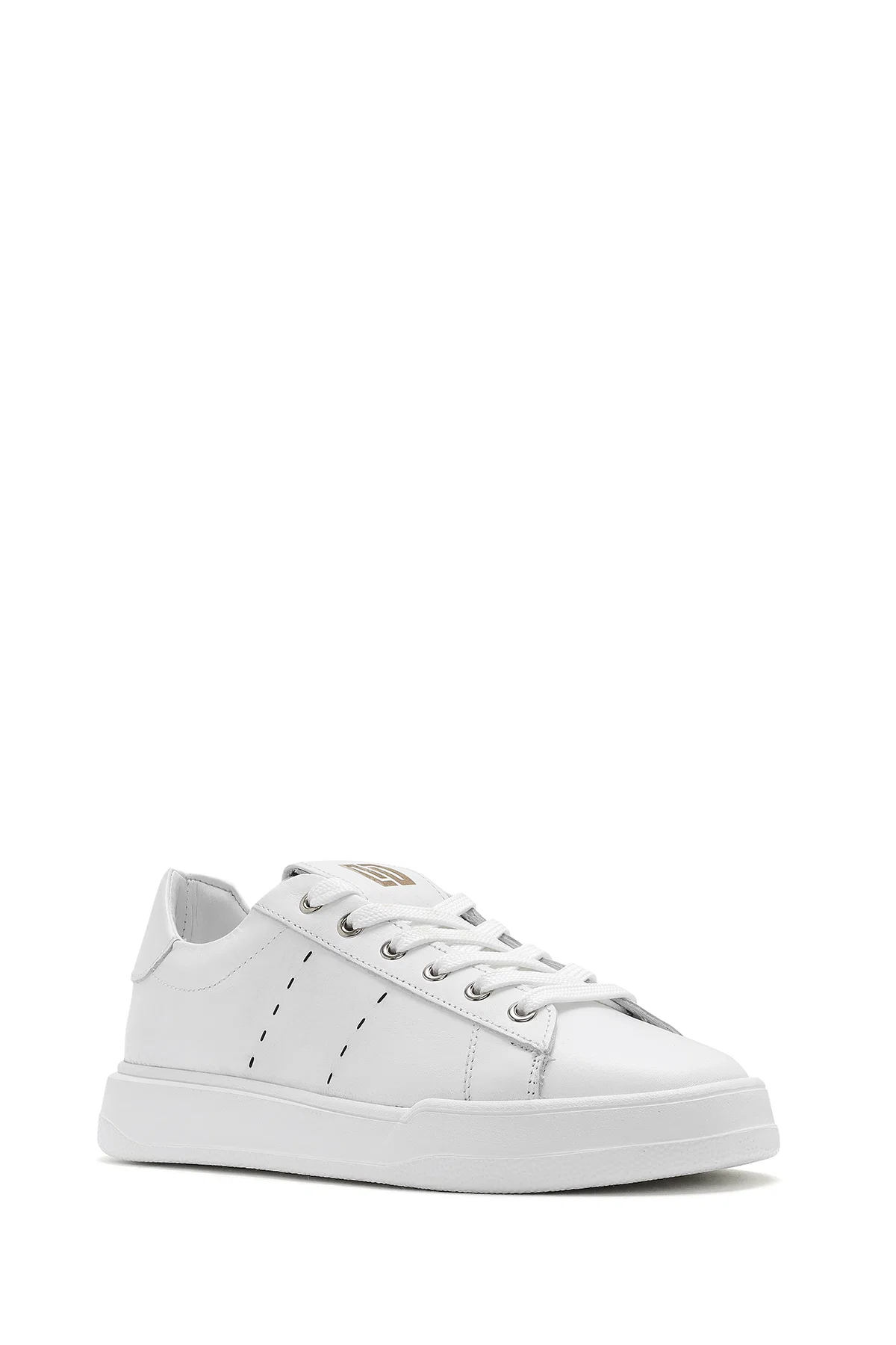 Erkek Beyaz Bağcıklı Deri Sneaker - Image 6