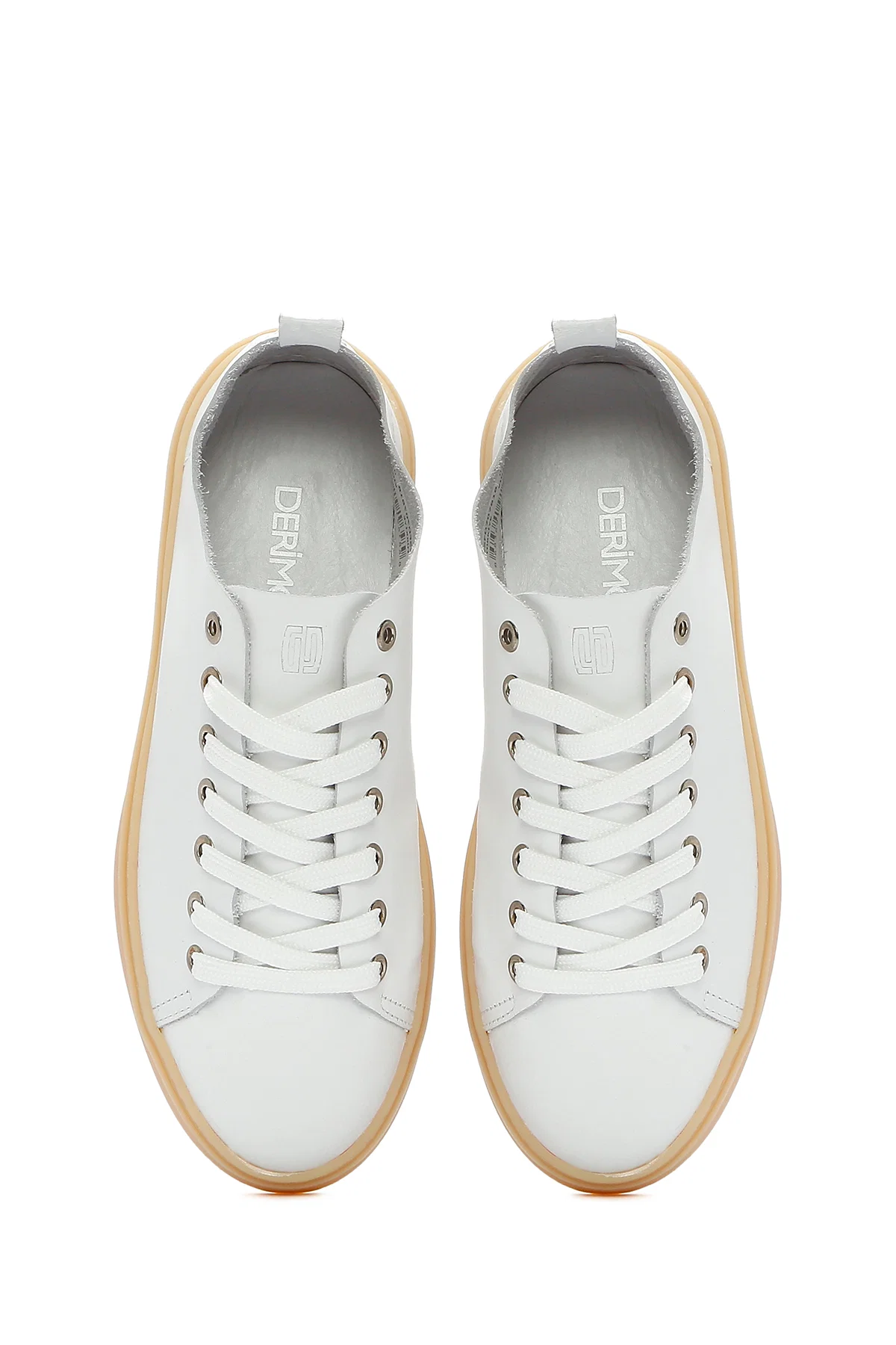Erkek Beyaz Bağcıklı Deri Sneaker - Image 7