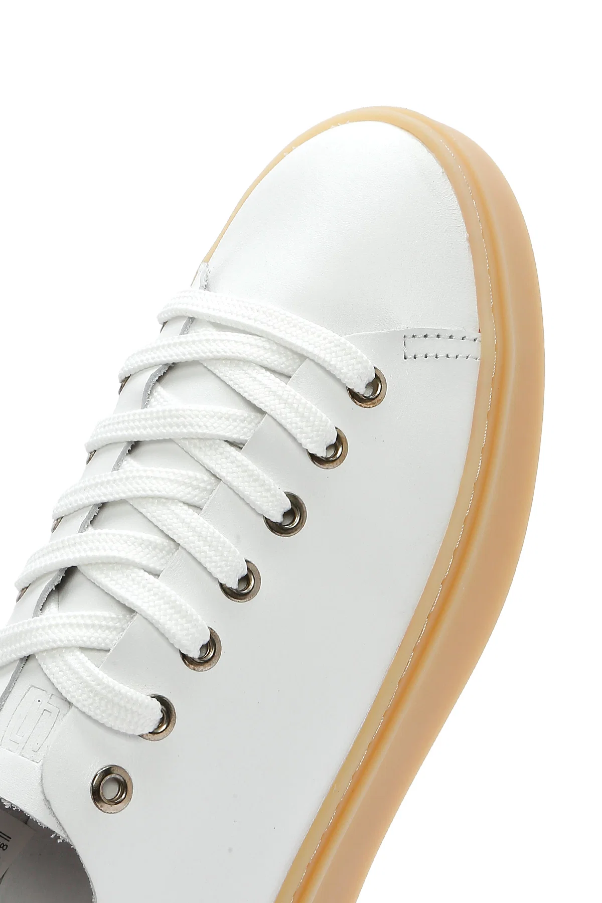Erkek Beyaz Bağcıklı Deri Sneaker - Image 8
